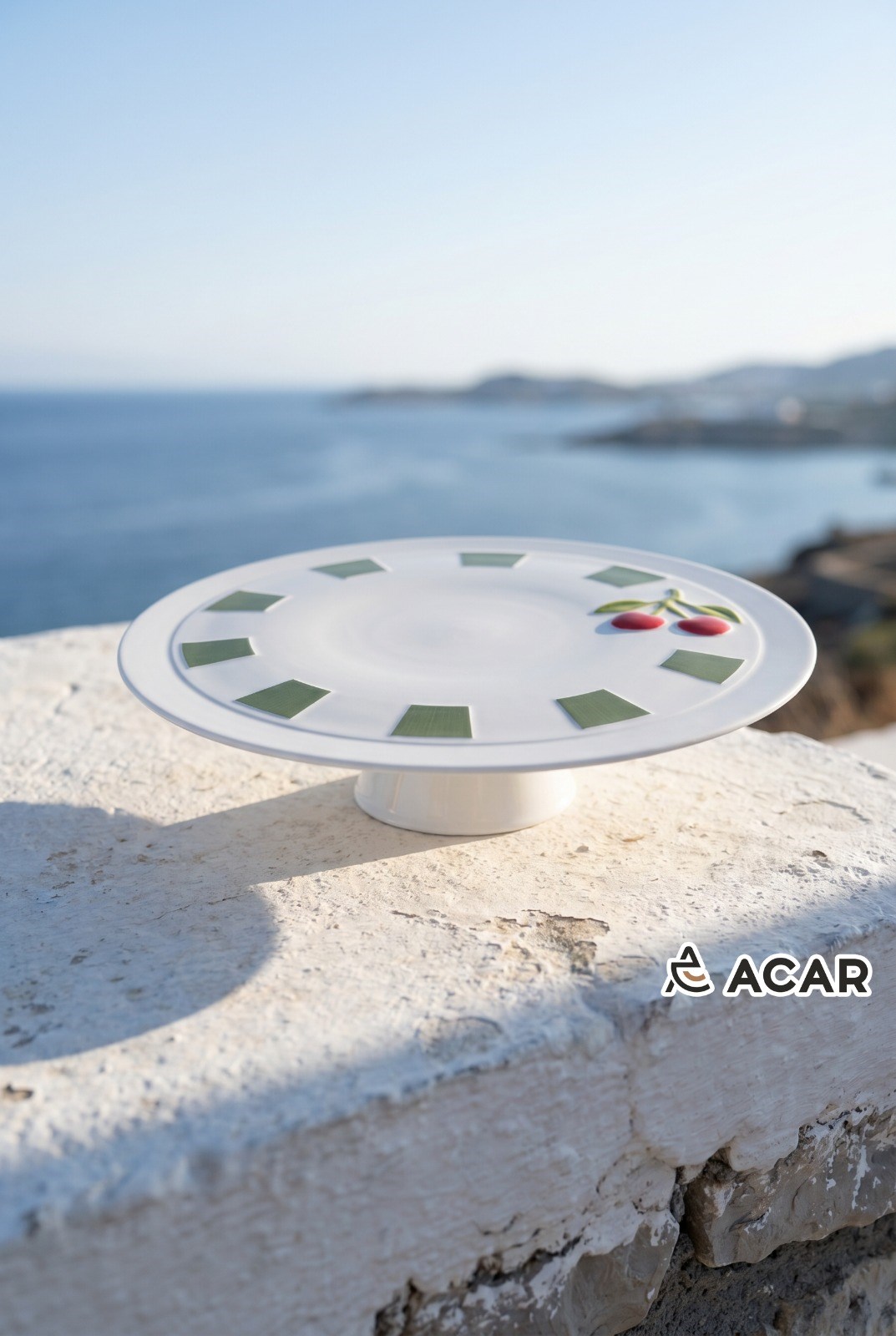 Cherry Much Collection Porselen Ayaklı Pasta Stant - Green
