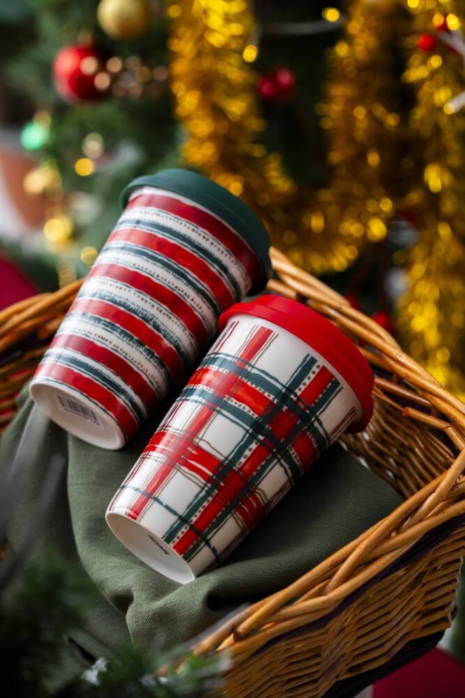 Clara 2 Kişilik Silikon Kapaklı Porselen Mug Seti - 385 ML