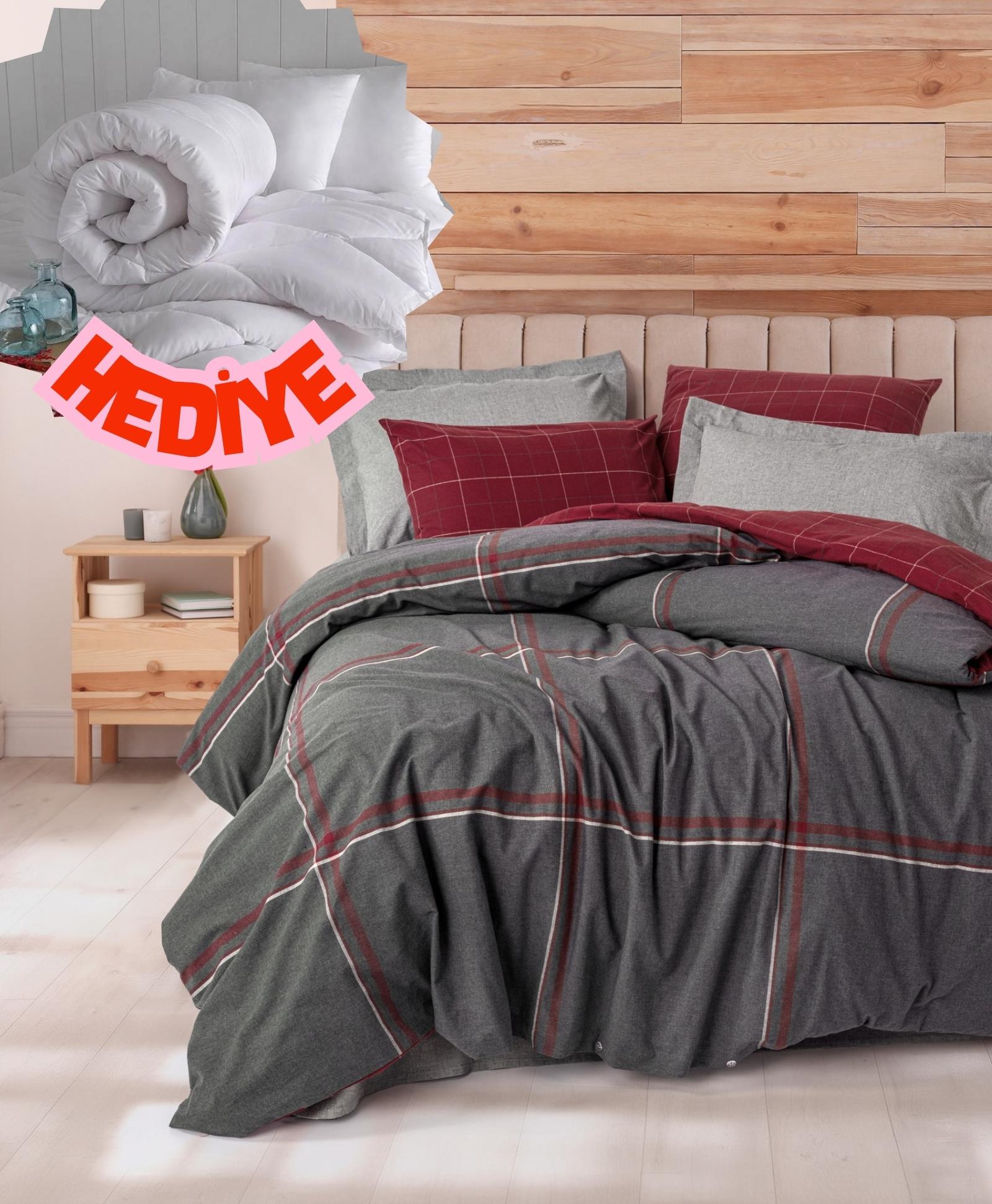 Cotton Box Warm Flanel Çift Kişilik Nevresim Takımı Sento Gri