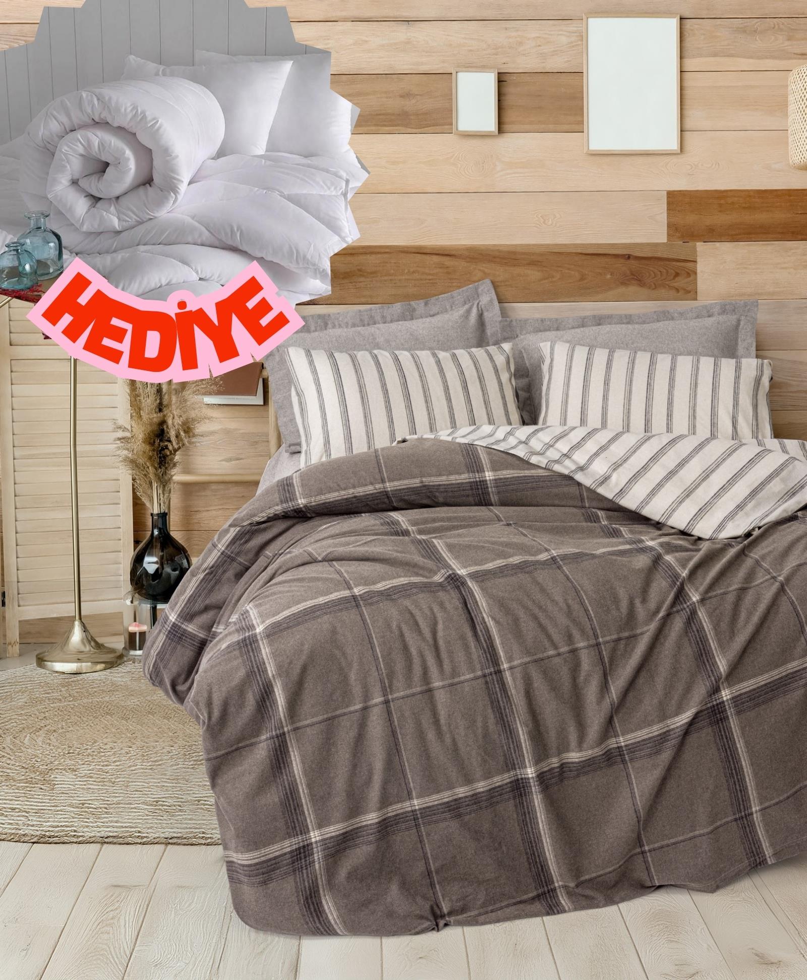 Cotton Box Warm Flanel Çift Kişilik Nevresim Takımı Caldo Kahve