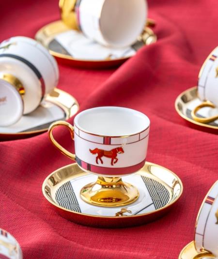 Dolye 6 Kişilik Porselen Türk Kahvesi Fincan Takımı 