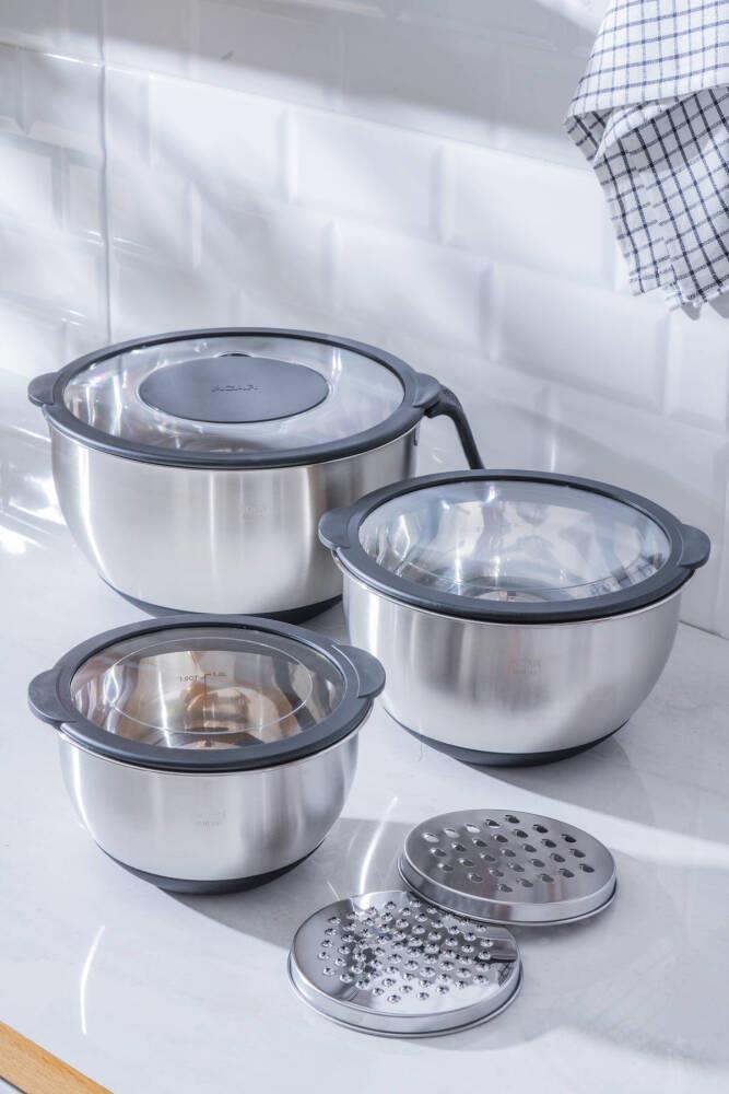 Focus Pro 18/10 Paslanmaz Çelik Rendeli Karıştırma ve Saklama Kabı Seti