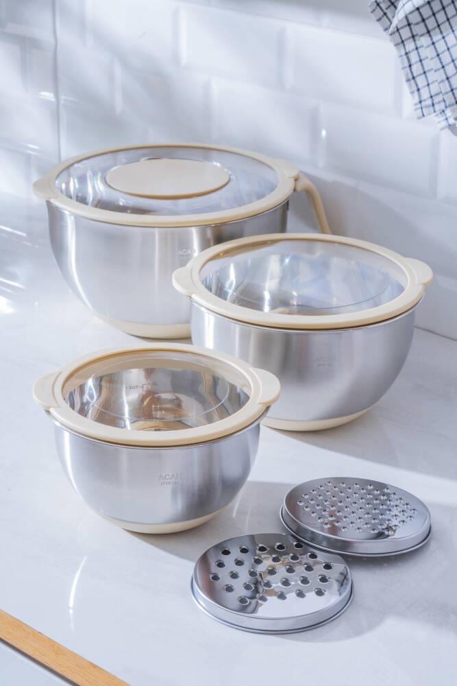 Focus Pro 18/10 Paslanmaz Çelik Rendeli Karıştırma ve Saklama Kabı Seti