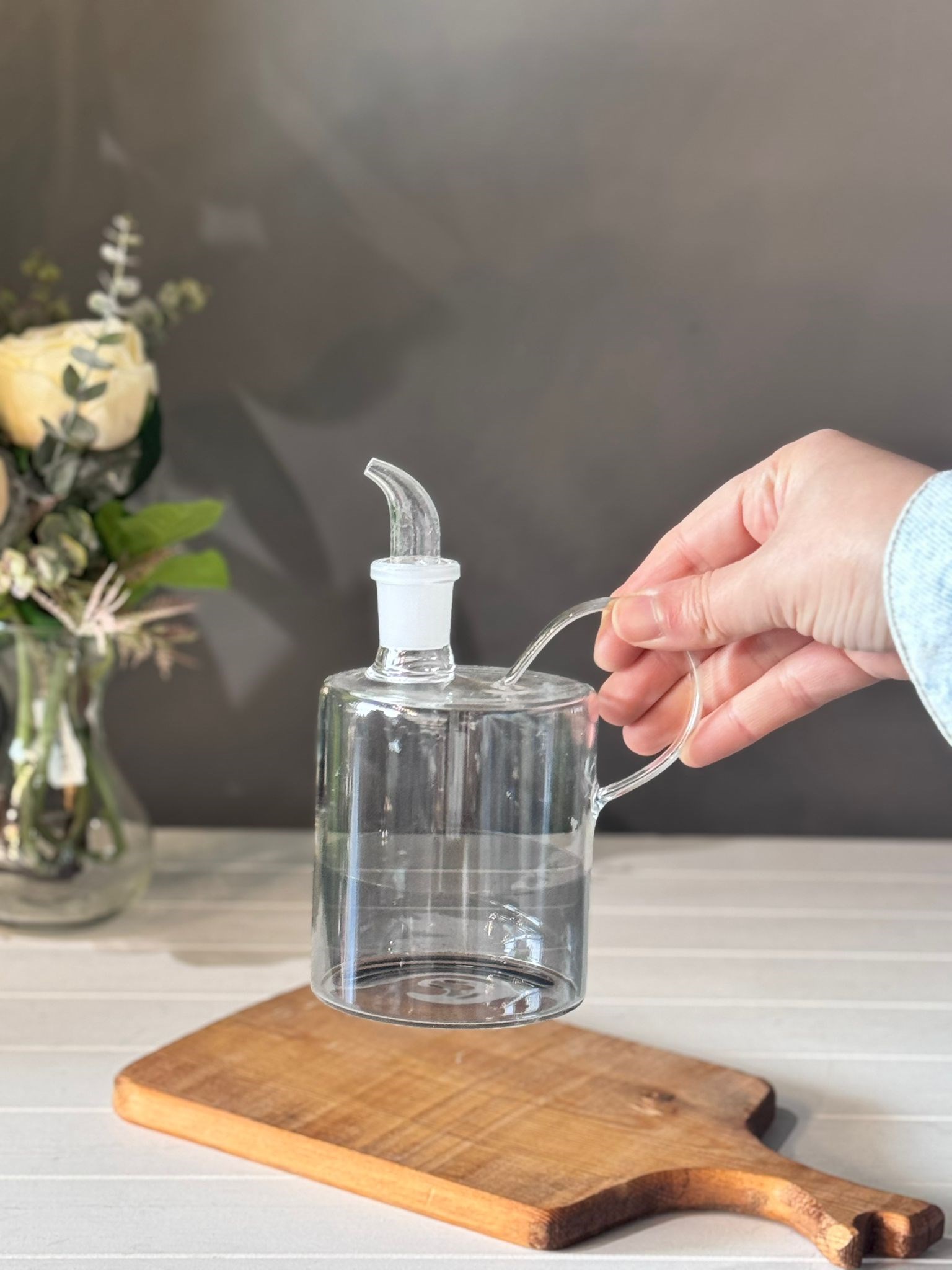 Gauzy 350 ML Borosilikat Cam Yağlık - Gri