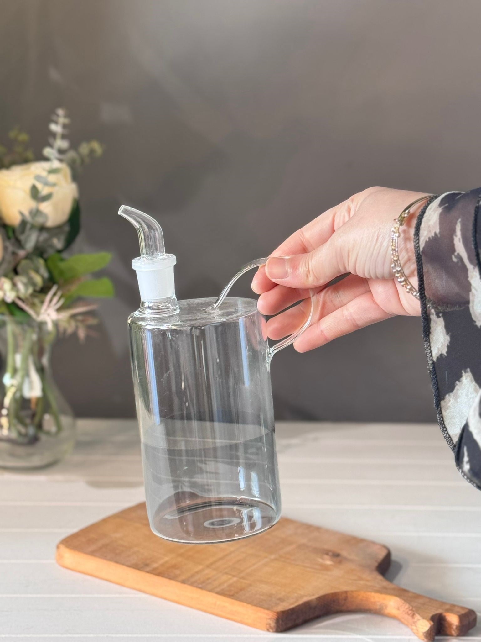 Gauzy 500 ML Borosilikat Cam Yağlık - Gri