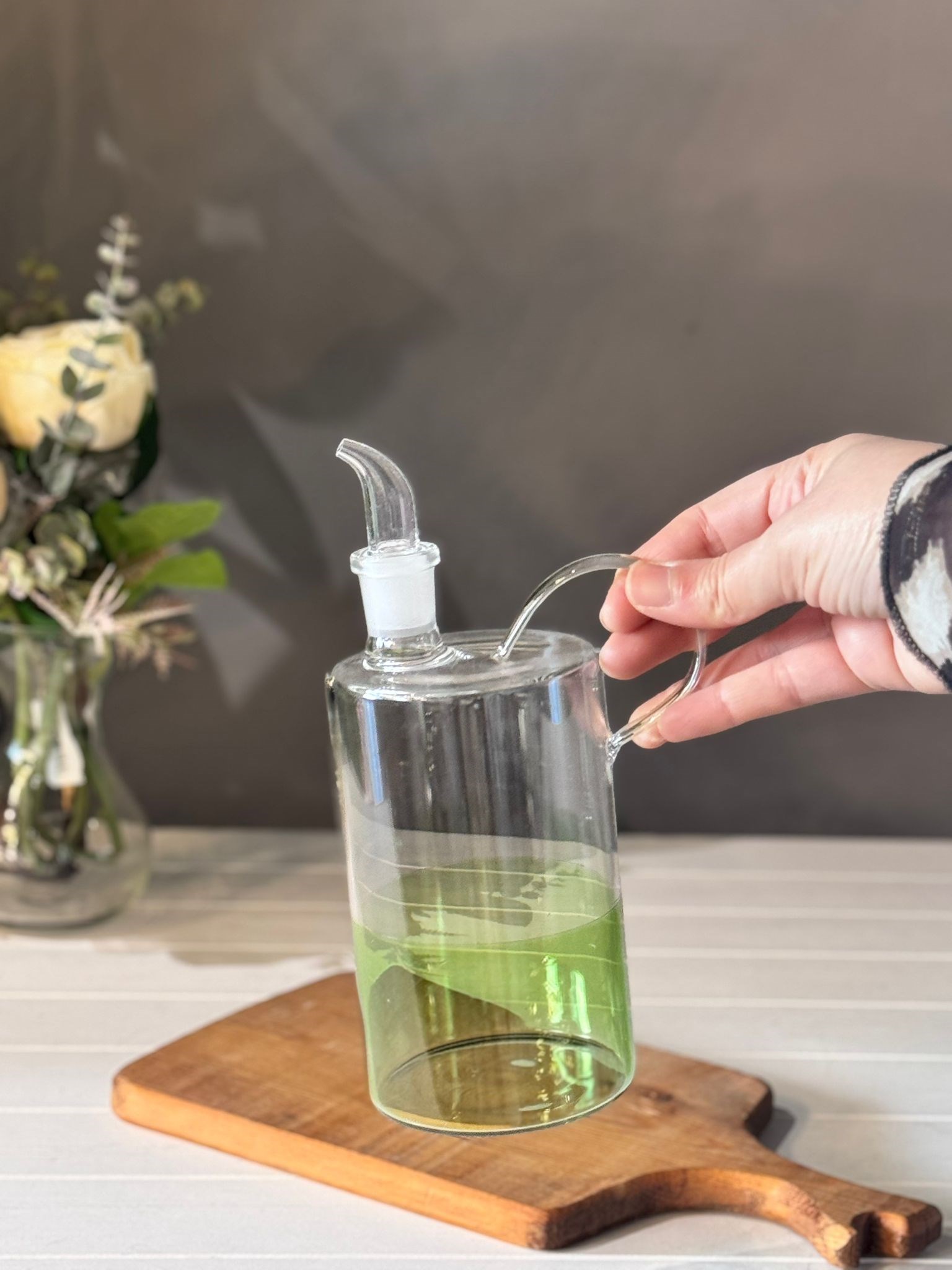 Gauzy 500 ML Borosilikat Cam Yağlık - Yeşil