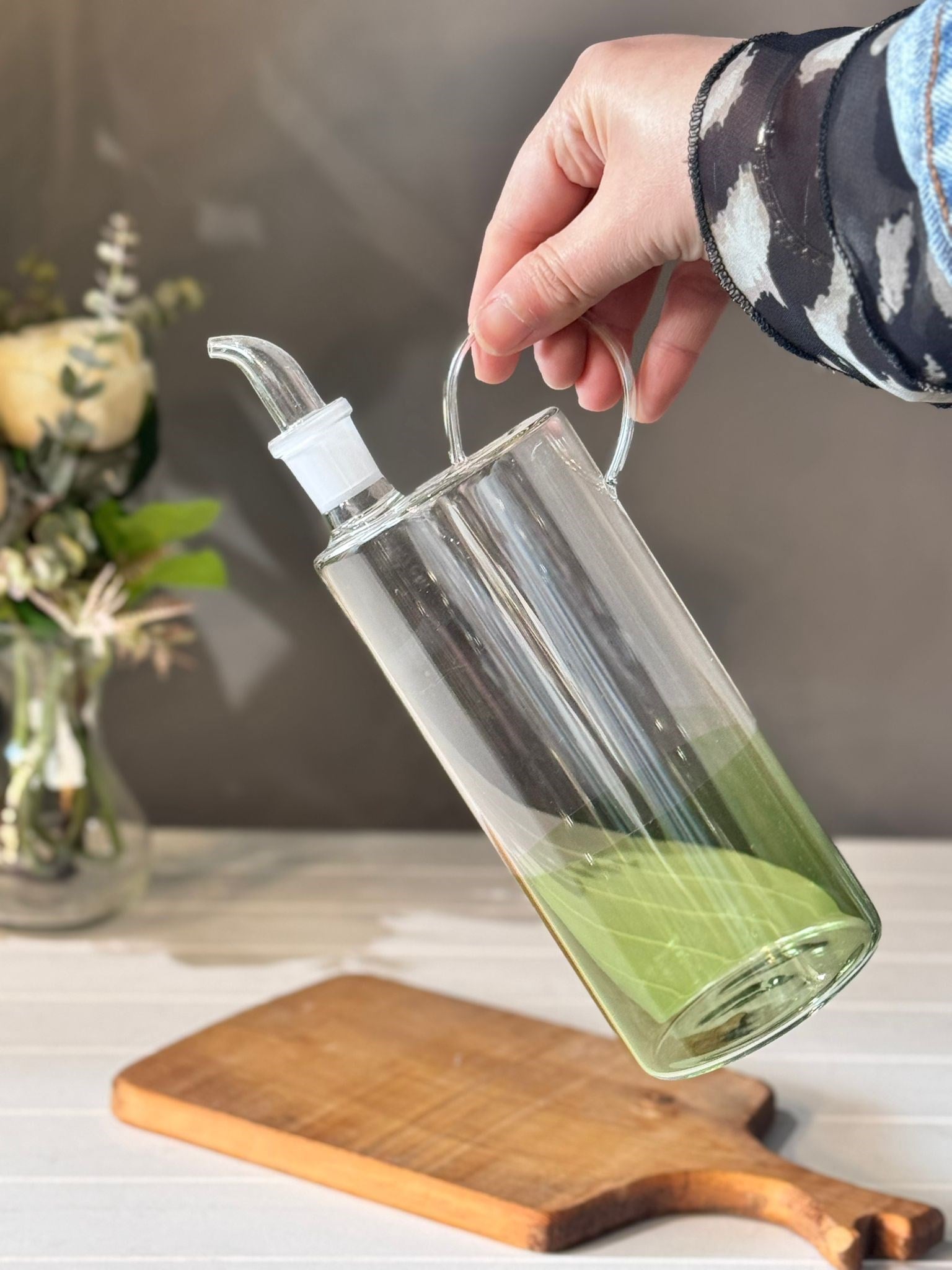Gauzy 650 ML Borosilikat Cam Yağlık - Yeşil