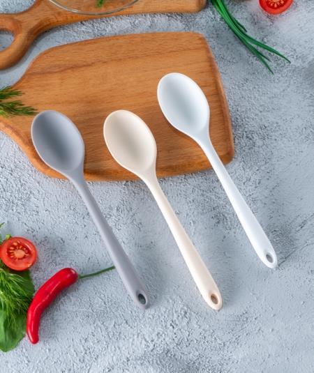 Gri Silikon Mini Kaşık - 21 cm / 1 Adet