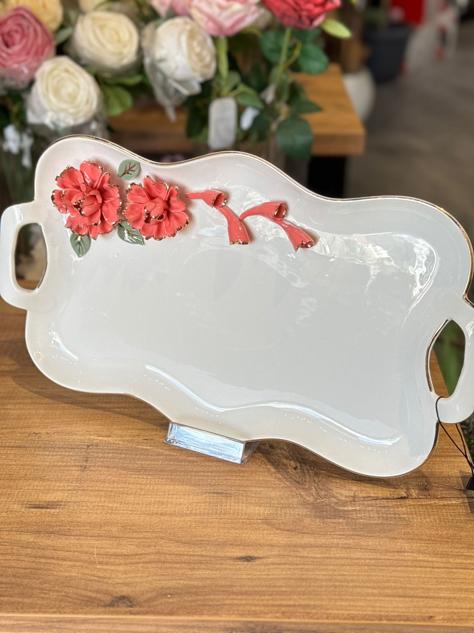 Lattea Porselen El Dekoru Sunum Tepsisi - 38 cm