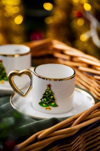 Limoges 2 Kişilik Kahve Fincanı Takımı - Çam Ağacı