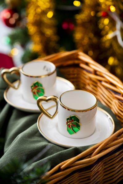 Limoges 2 Kişilik Kahve Fincanı Takımı - Yeşil Paket