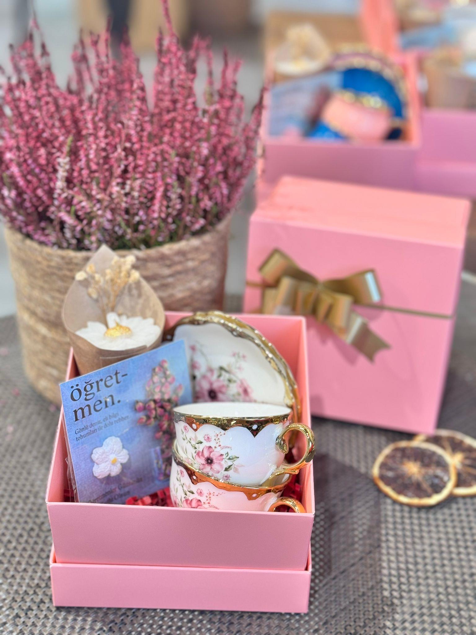 Öğretmenler Günü Özel 2 Kişilik Porselen Kahve Fincanı Takımı - 90 ml