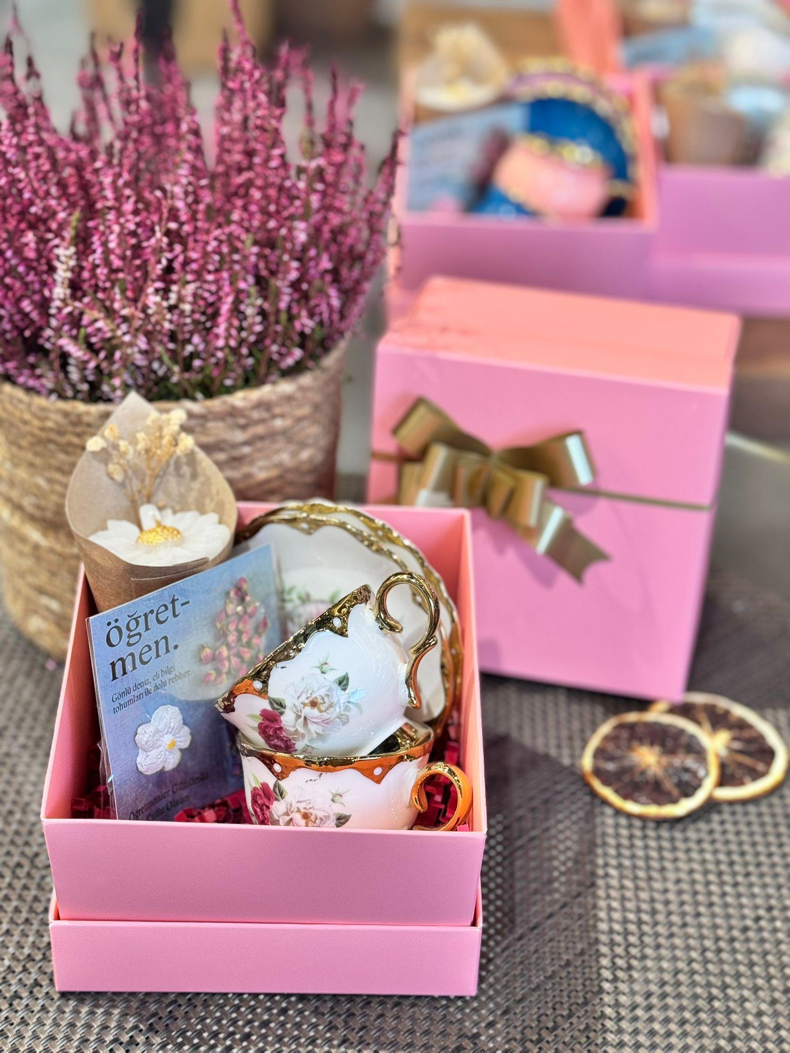 Öğretmenler Günü Özel 2 Kişilik Porselen Kahve Fincanı Takımı - 90 ml