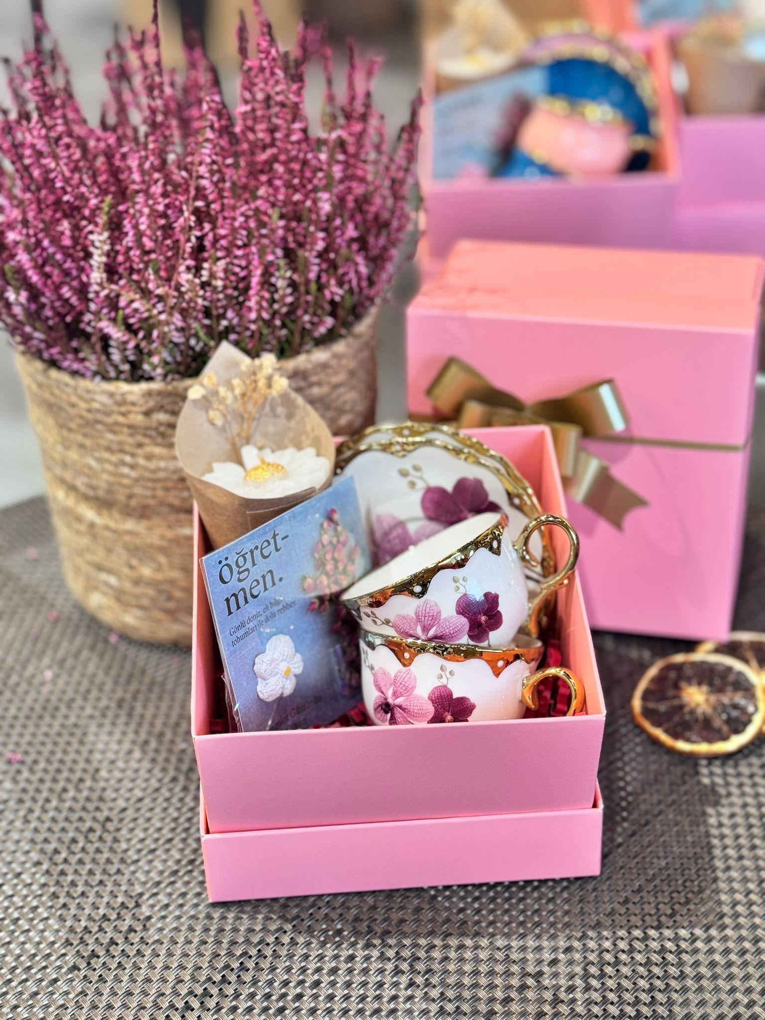 Öğretmenler Günü Özel 2 Kişilik Porselen Kahve Fincanı Takımı - 90 ml