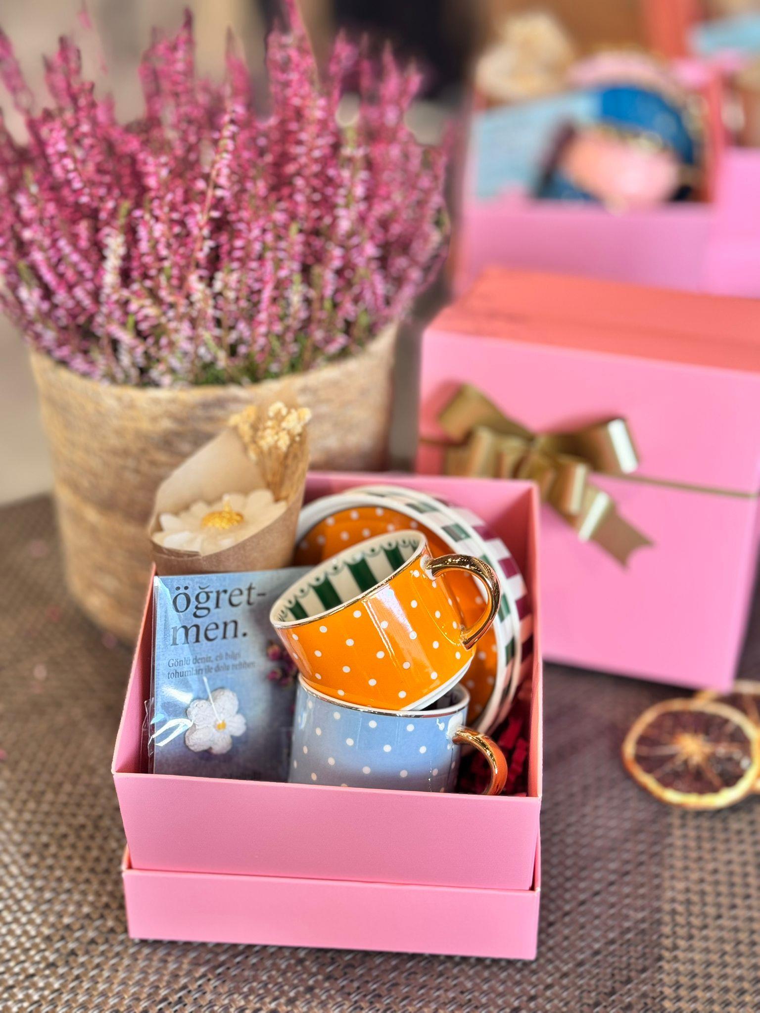 Öğretmenler Günü Özel 2 Kişilik Porselen Kahve Fincanı Takımı - 80 ml