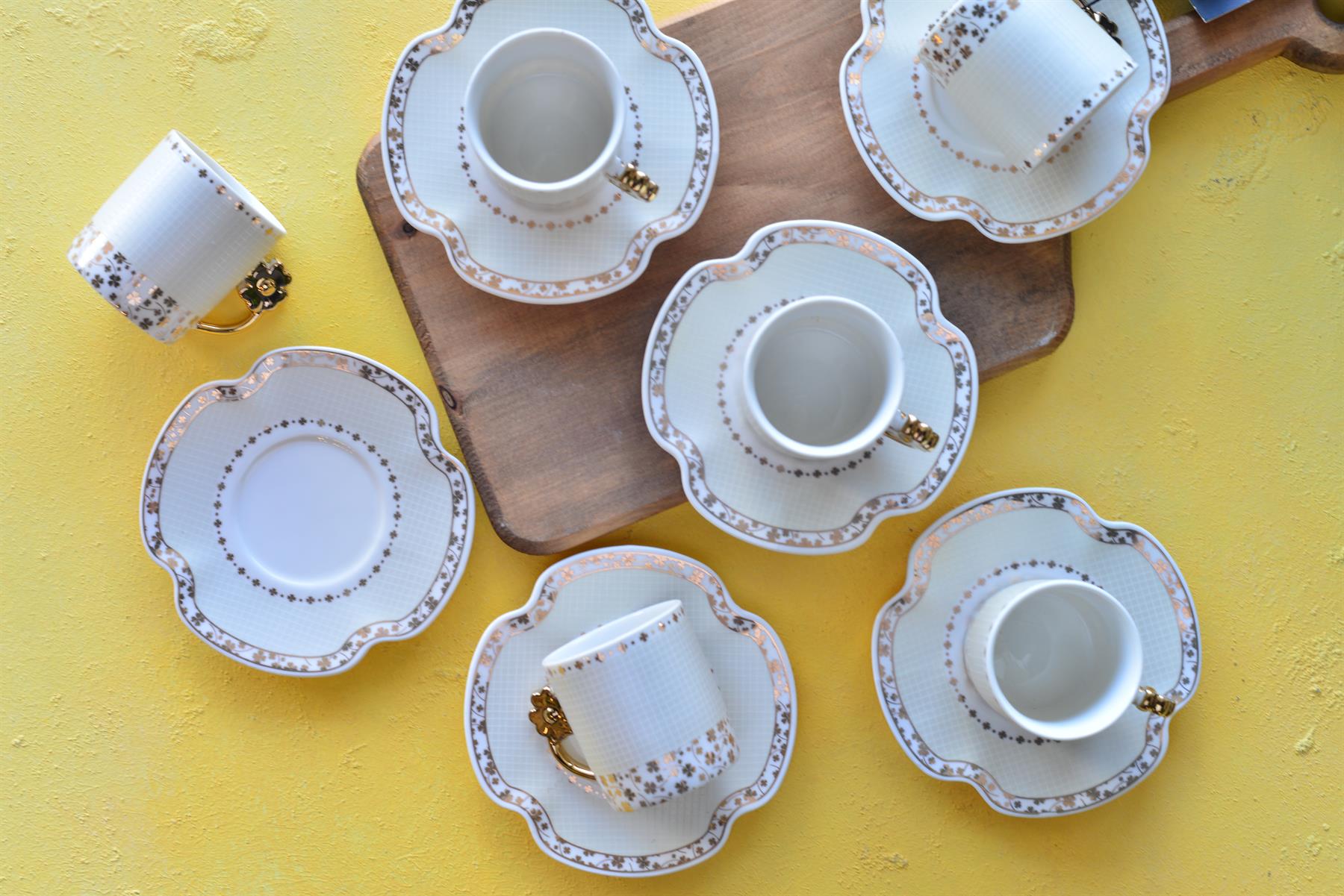 Olivia 6 Kişilik Porselen Türk Kahvesi Fincan Takımı