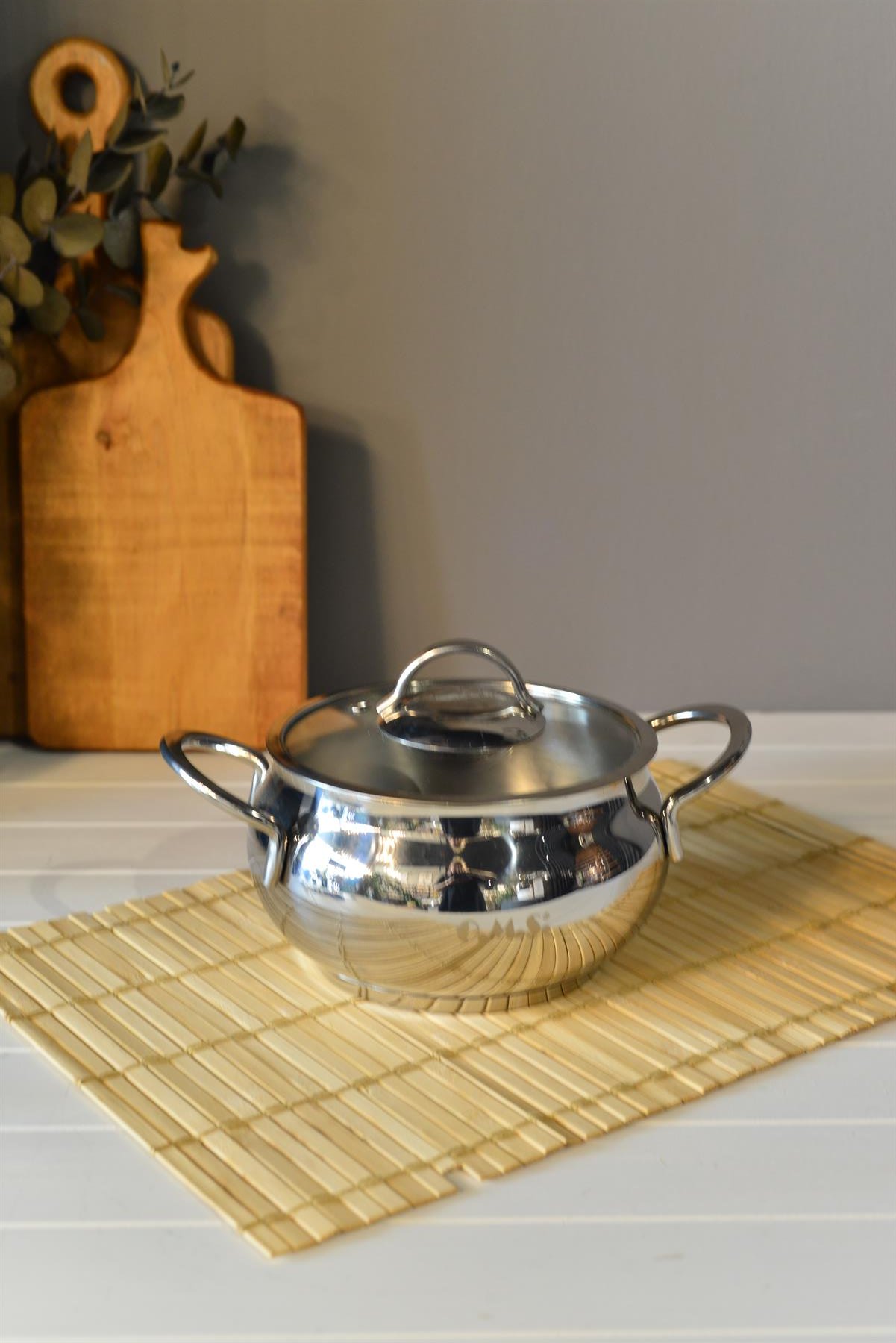 OMS Küre Derin Çelik Tencere - 16 cm