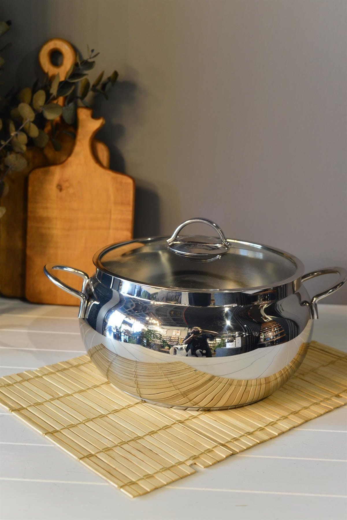 OMS Küre Derin Çelik Tencere - 22 cm