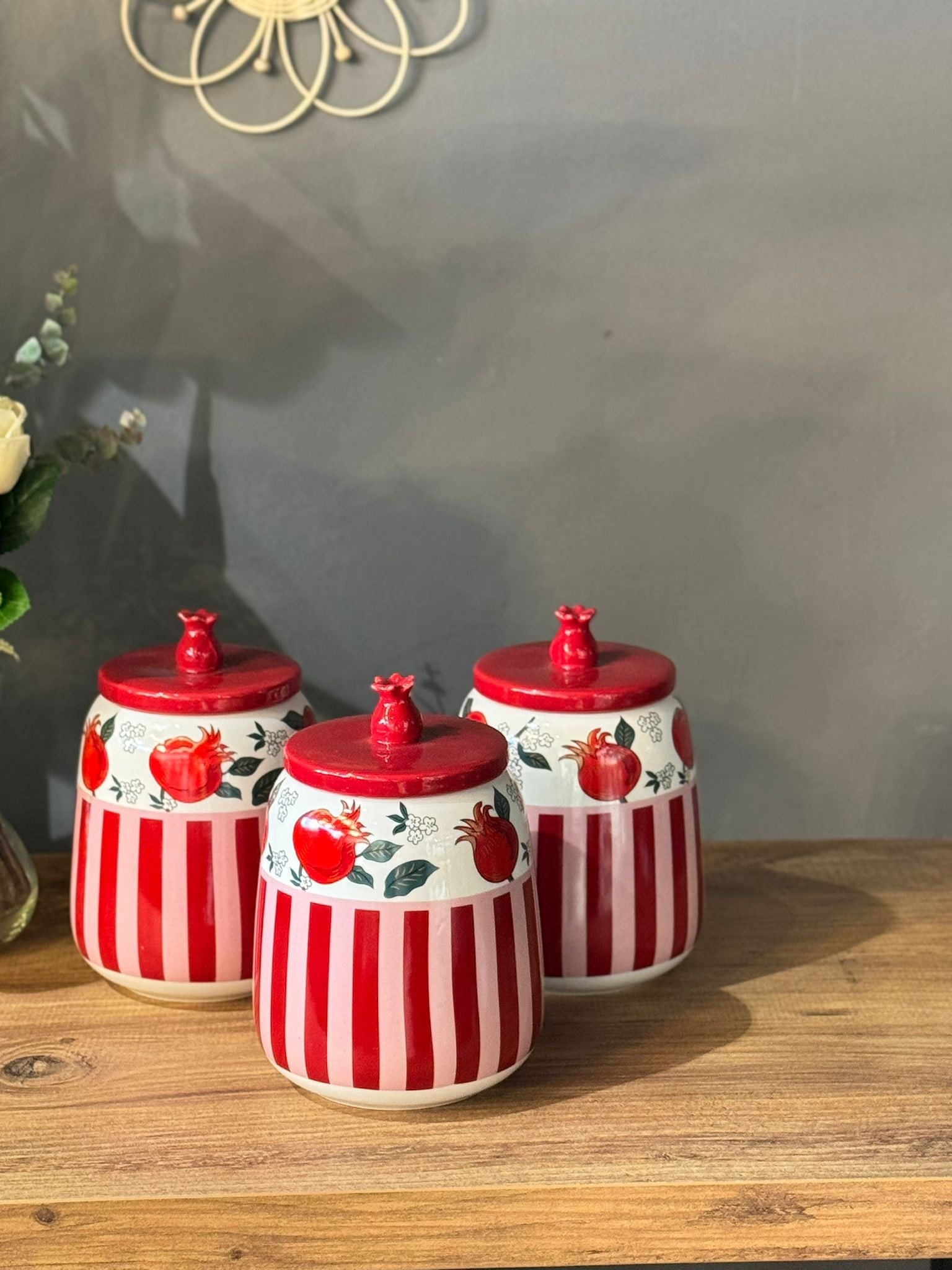 Pome Series Porselen 3 Lü Kavanoz Set