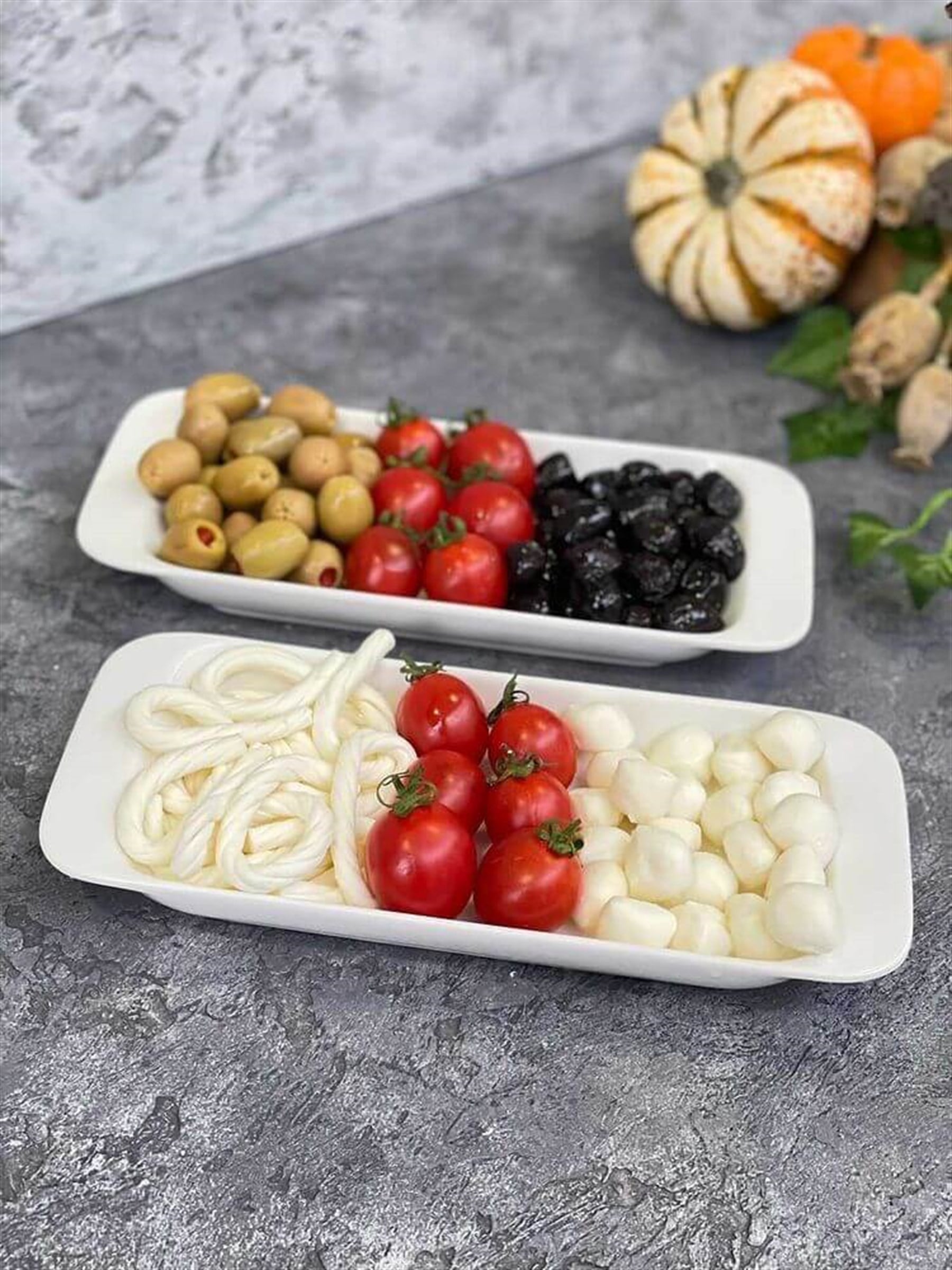 Porselen 2 Li Kayık Tabak