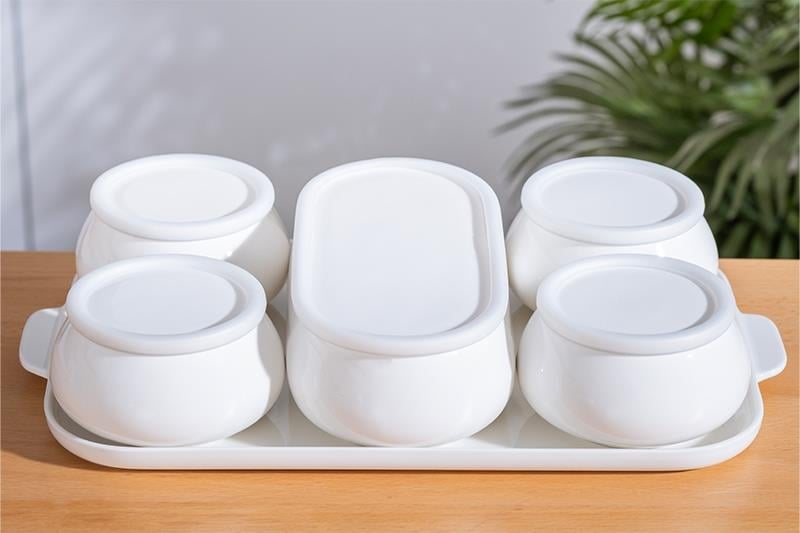 Porselen Tepsili 5 li Kahvaltı Seti