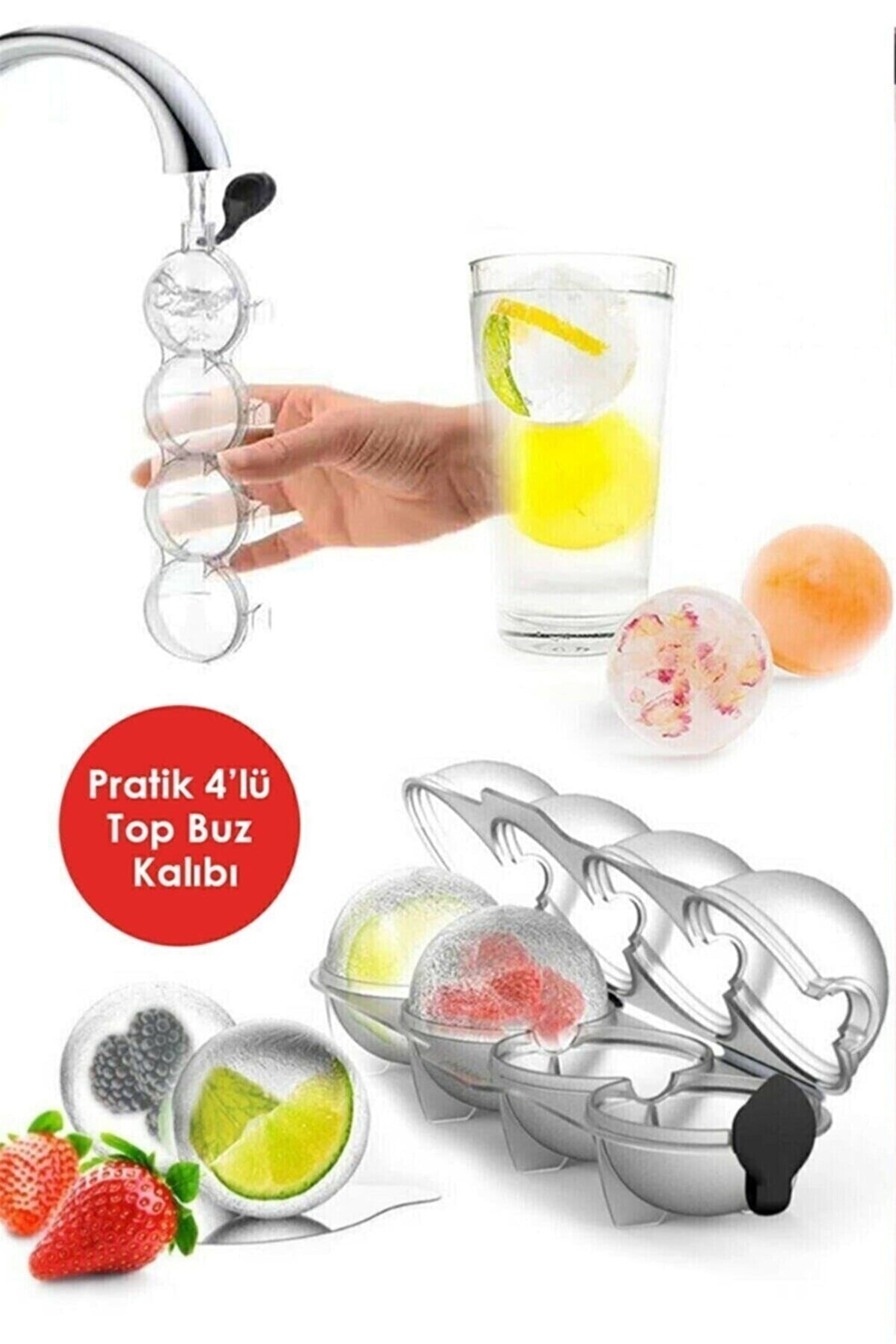 Pratik 4'lü Top Buz Kalıbı | Sihirli 4'lü Küre Buz Kalıbı Sihirli Buz Kalıbı