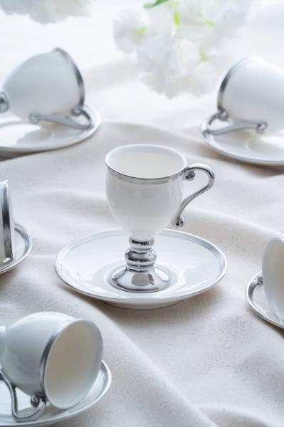 Prune Silver 6 Kişilik Porselen Türk Kahvesi Fincan Takımı 