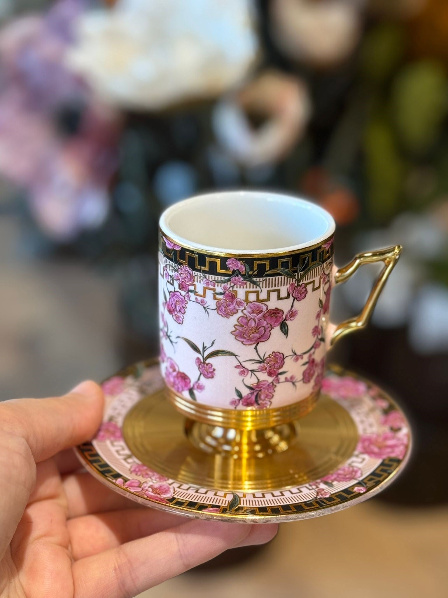Rosa Aurum 6 Kişilik Porselen Türk Kahvesi Fincan Takımı