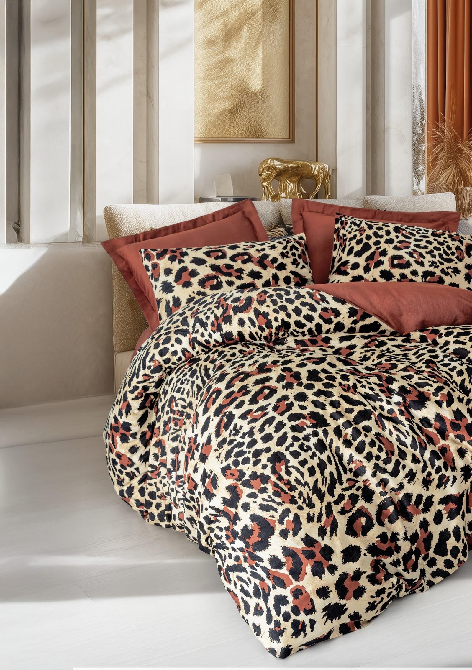 Saten Çift Kişilik Nevresim Takımı Leoluxe Kiremit