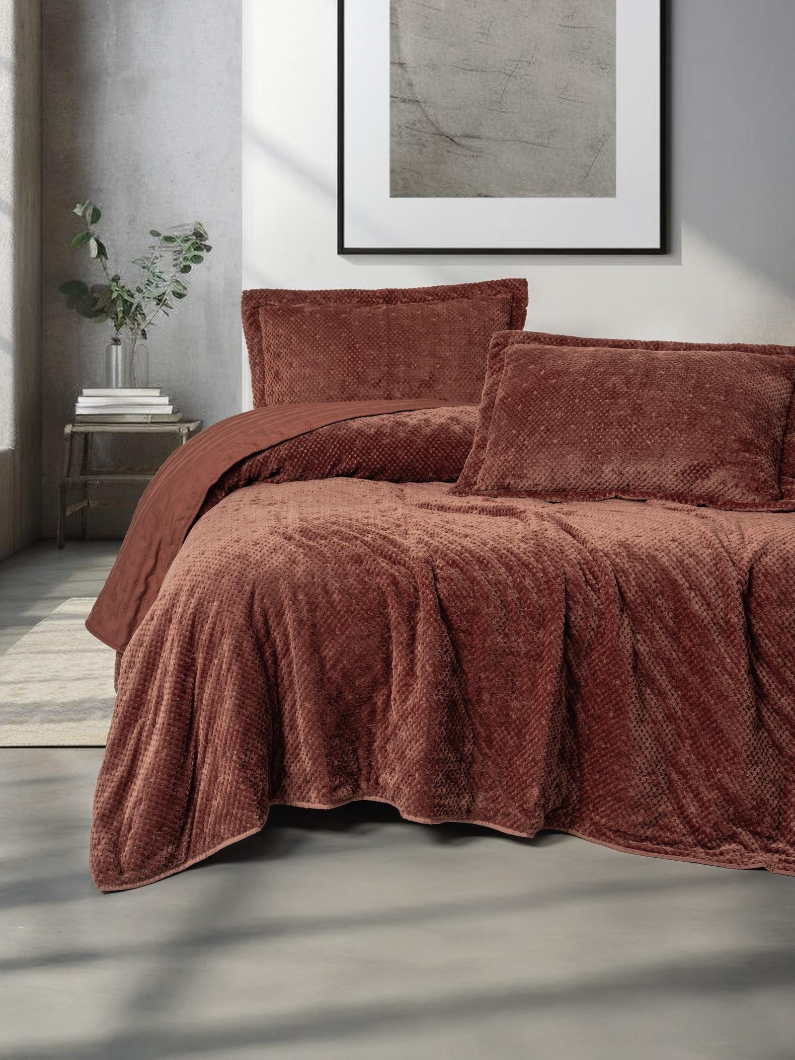 Softnest Tek Kişilik Yatak Örtüsü Boleta Kiremit