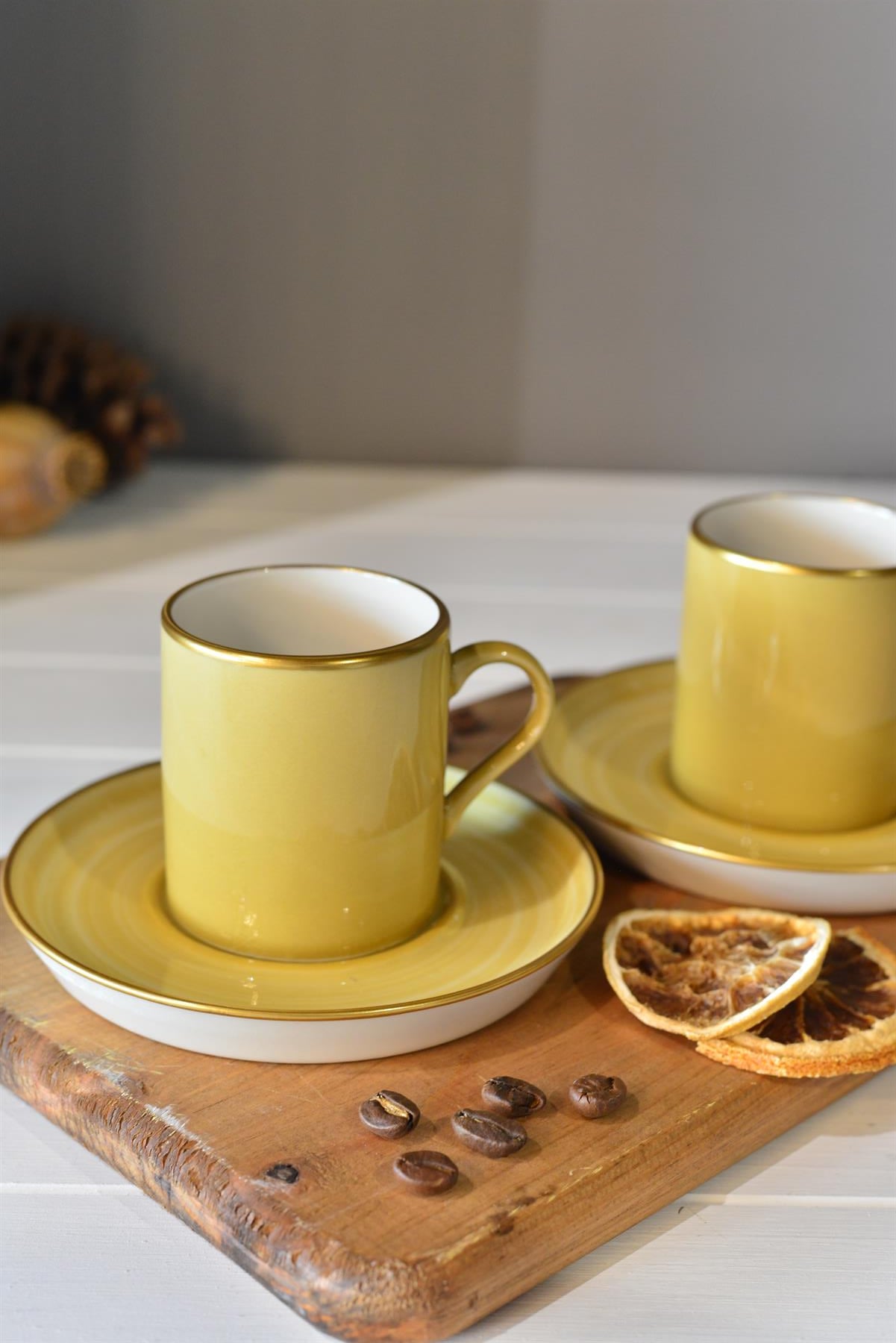 Yellow 2 Kişilik Porselen Türk Kahvesi Fincan Takımı