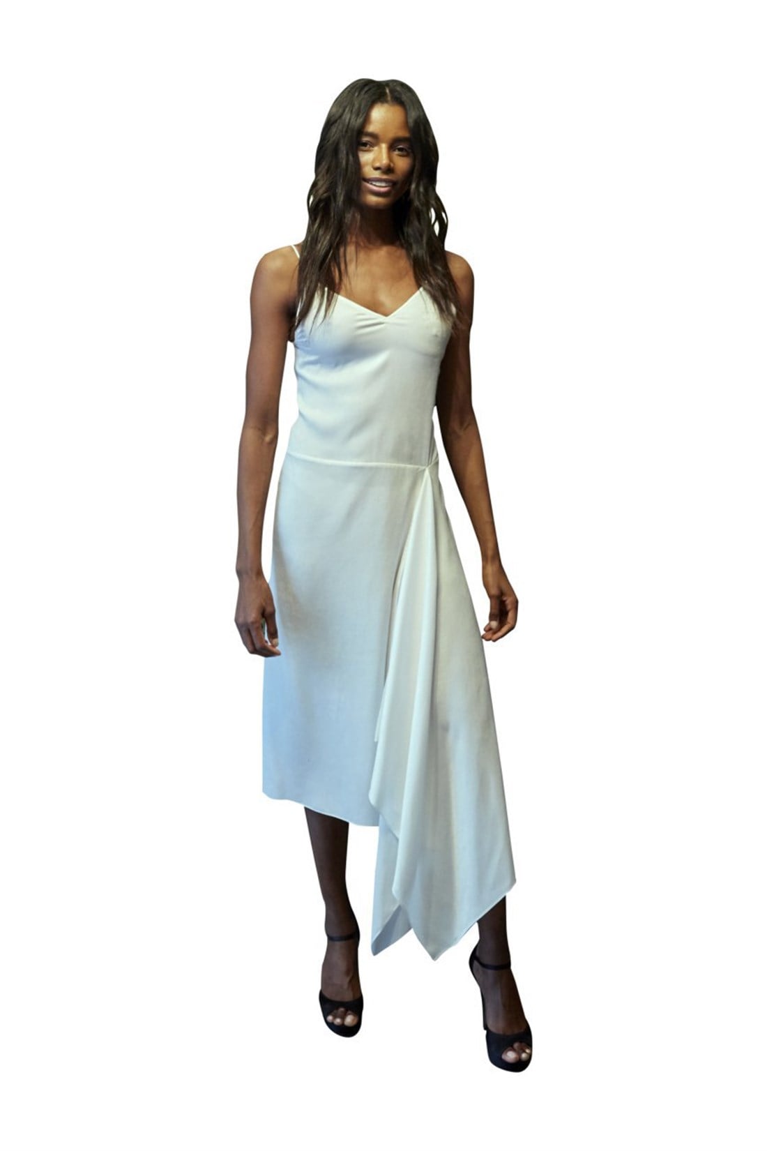 Ekru İp Askılı Mendil Elbise