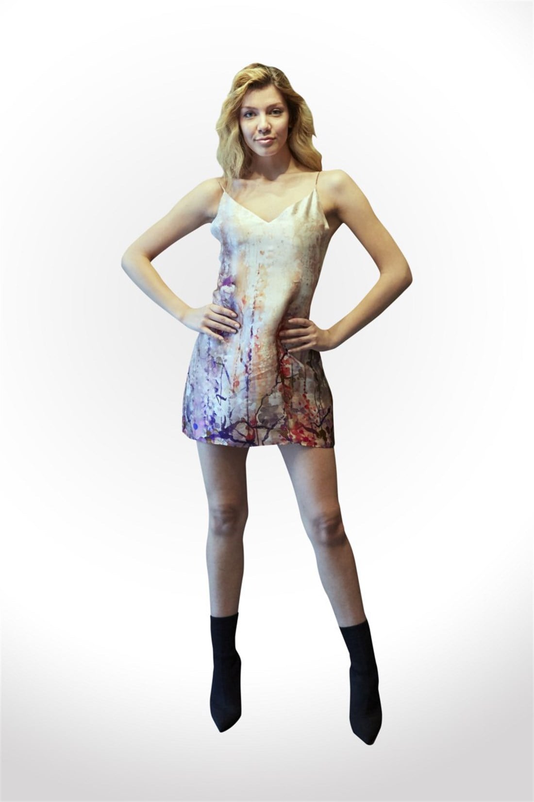 İpek Baskılı Mini Elbise