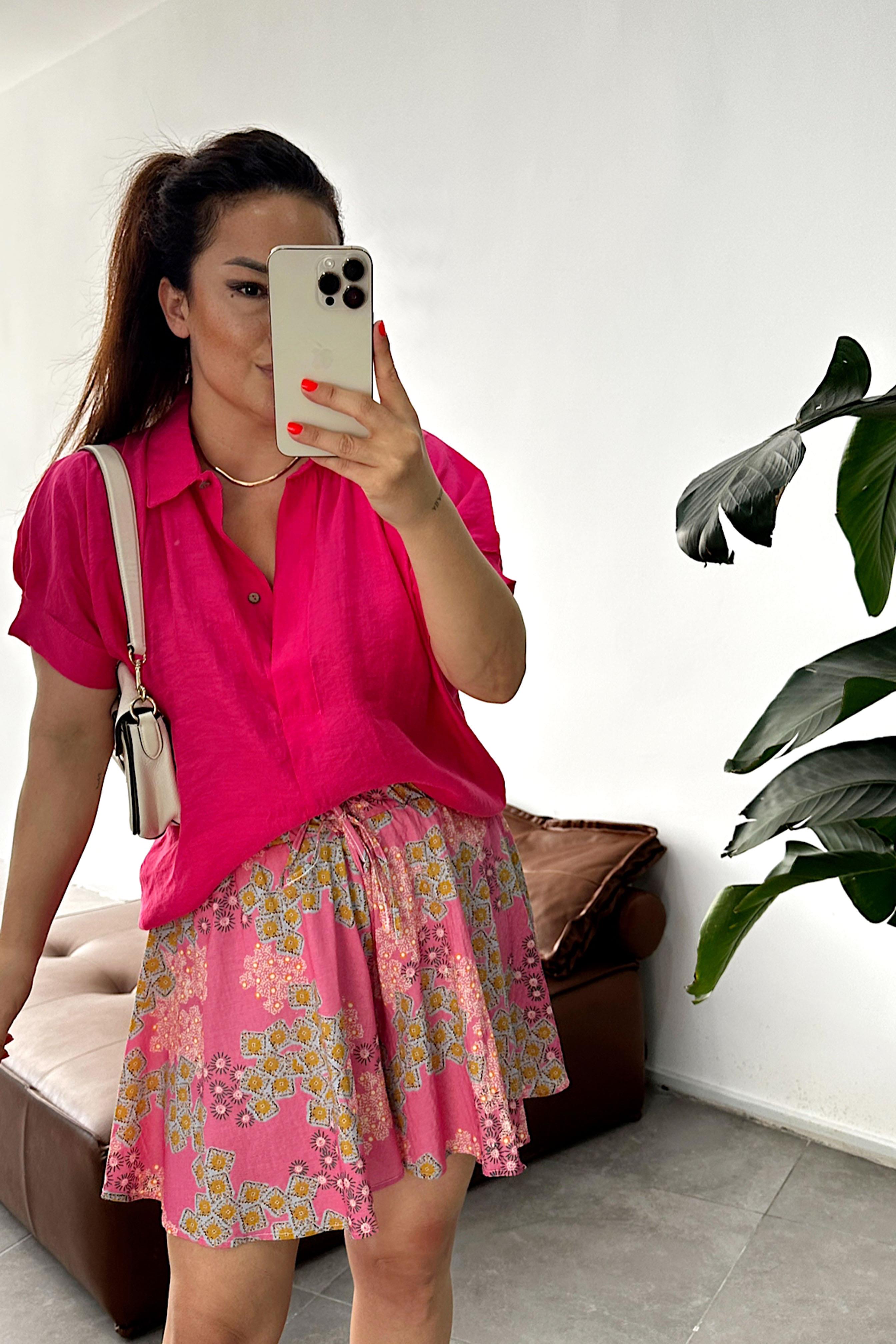 Beli Lastikli Şort Etek Gül Kurusu