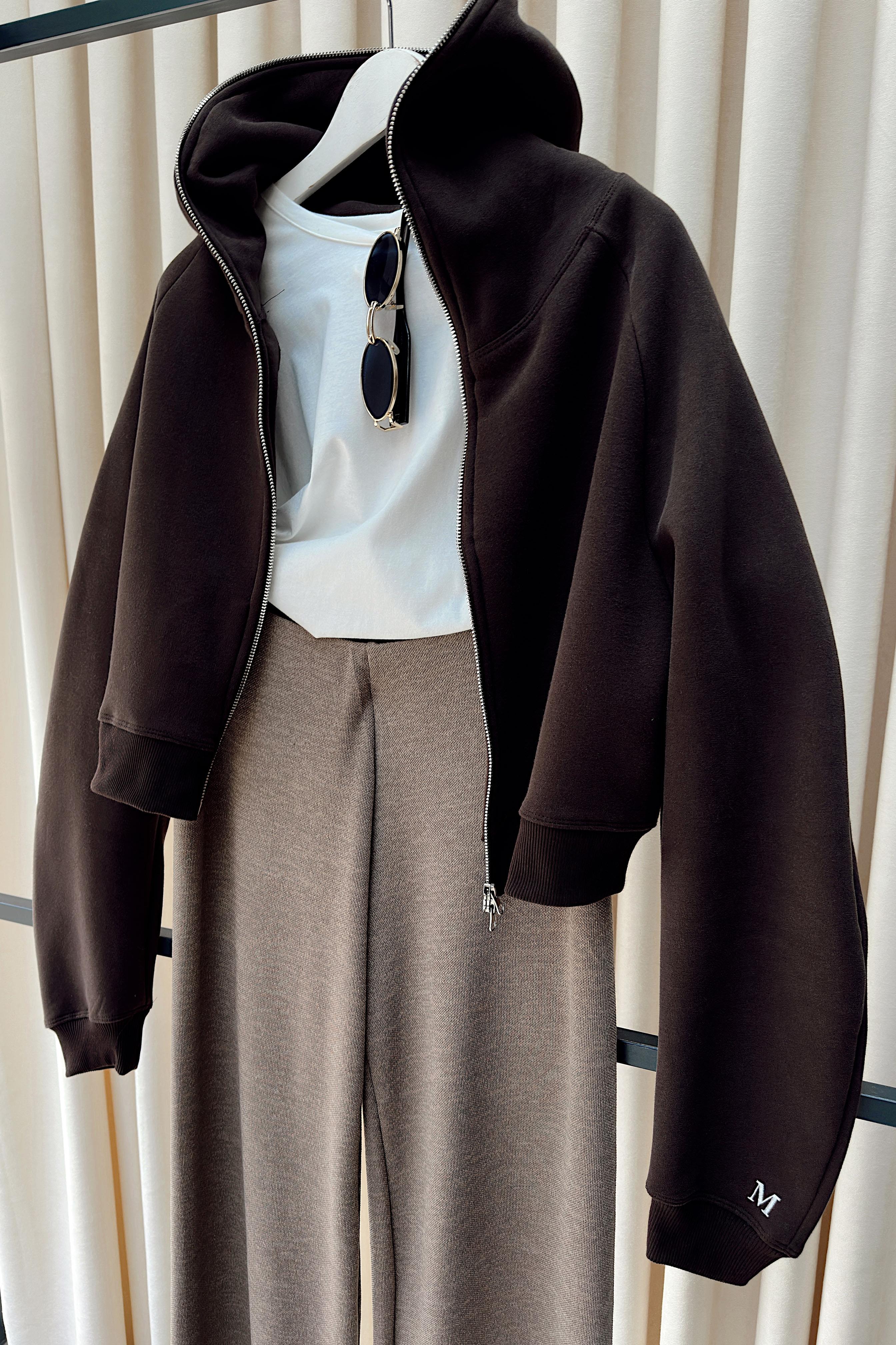 Çift Yönlü Açılabilir Fermuarlı Sweatshirt Acı Kahve