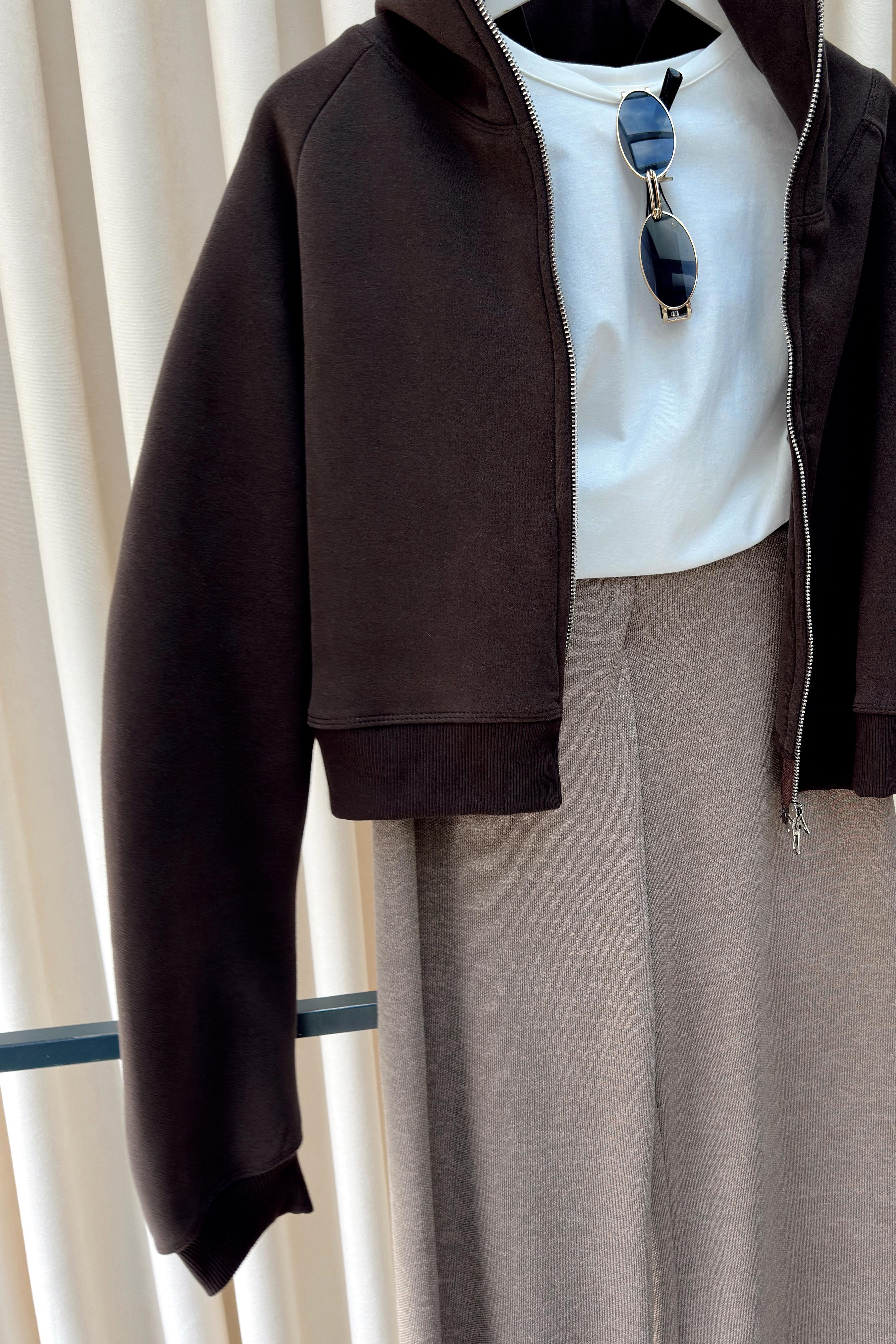 Çift Yönlü Açılabilir Fermuarlı Sweatshirt Acı Kahve