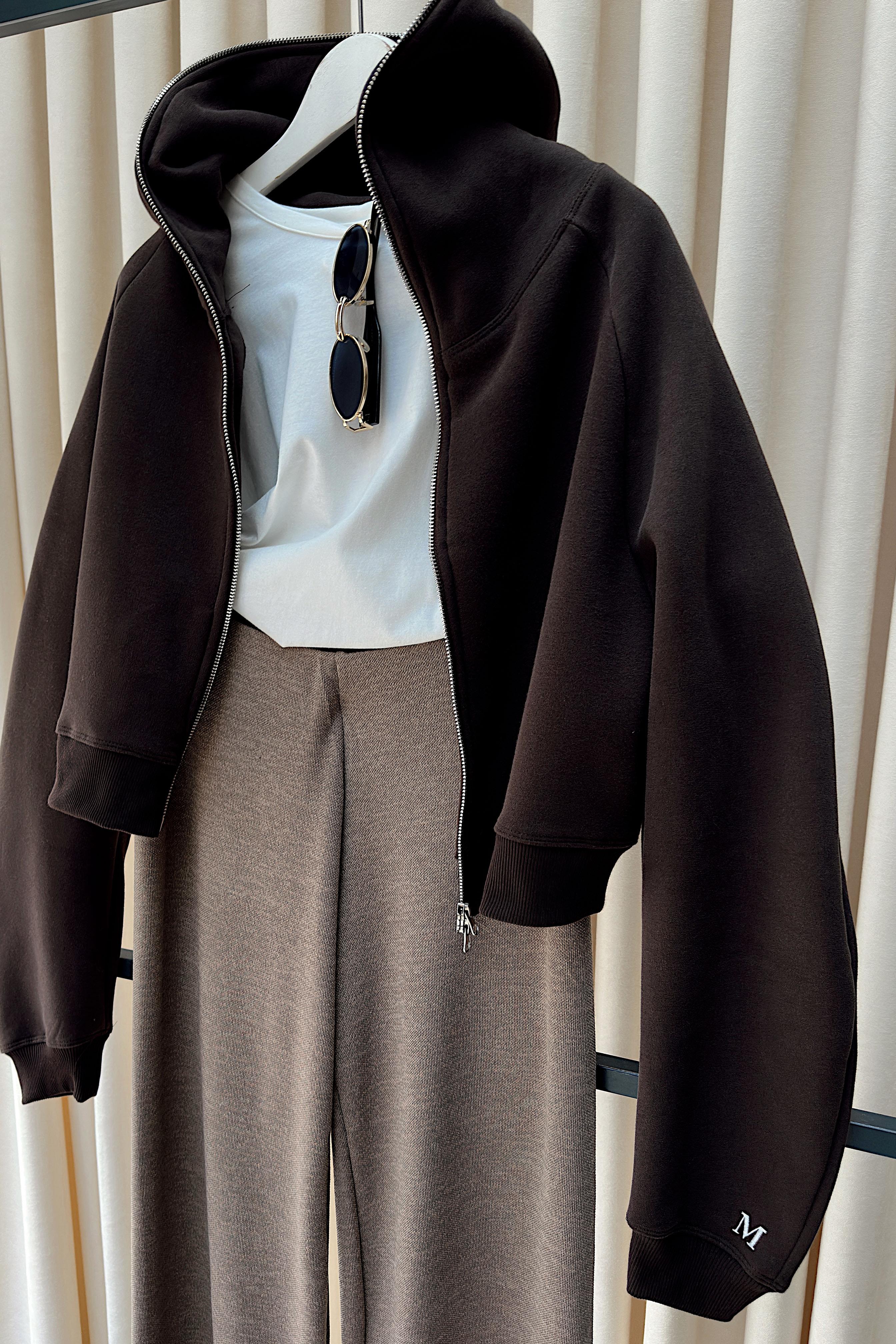 Çift Yönlü Açılabilir Fermuarlı Sweatshirt Acı Kahve