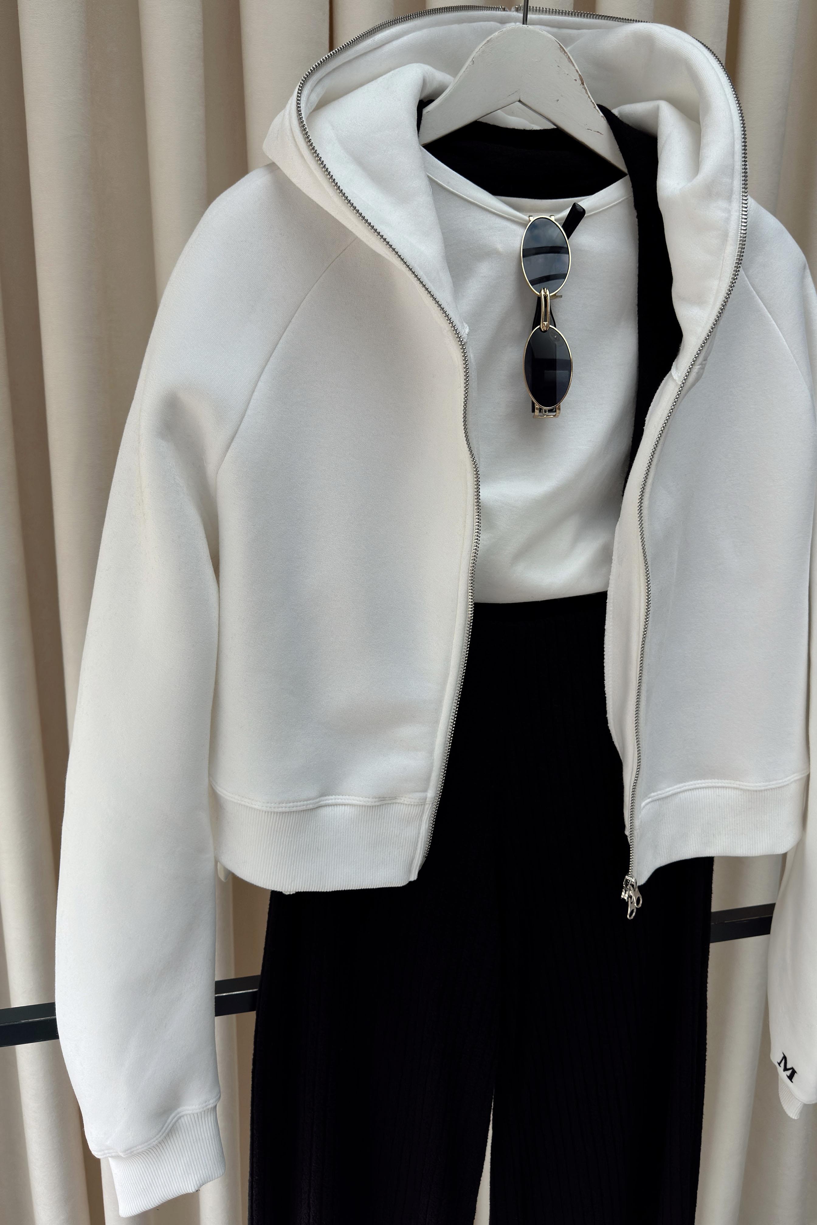 Çift Yönlü Açılabilir Fermuarlı Sweatshirt Beyaz