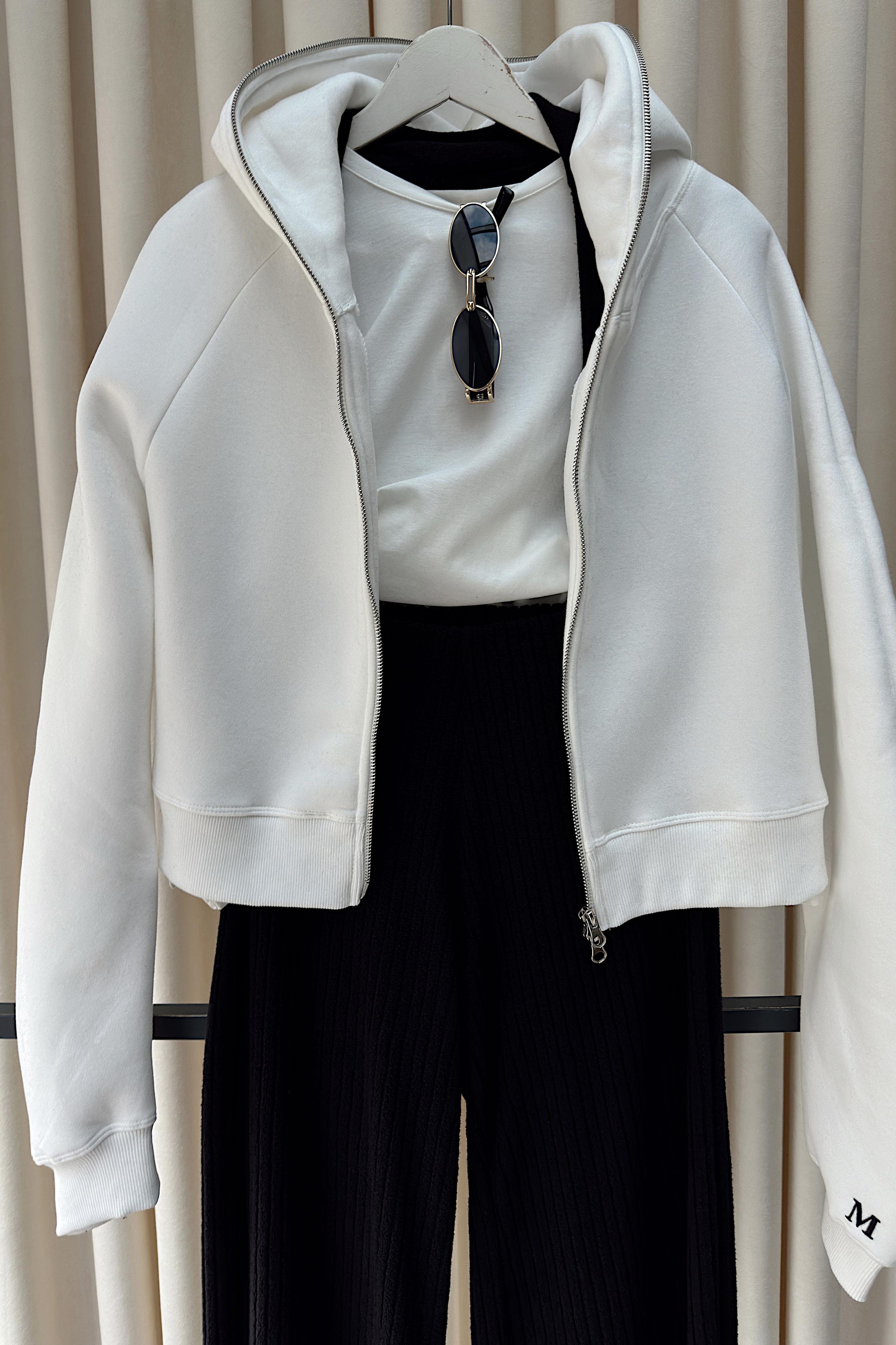 Çift Yönlü Açılabilir Fermuarlı Sweatshirt Beyaz