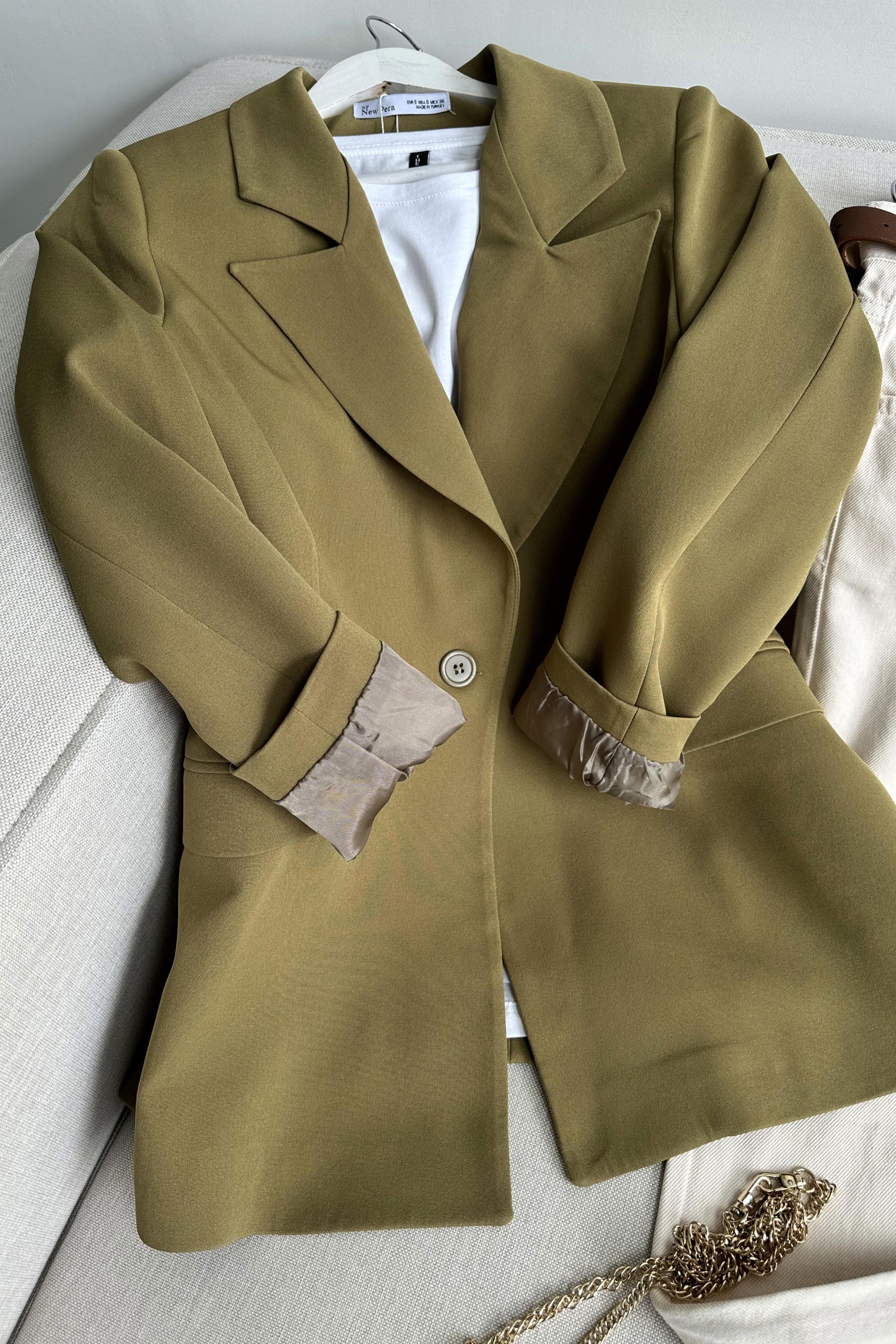 Daldiwon Astarlı Blazer Ceket Yağ Yeşili