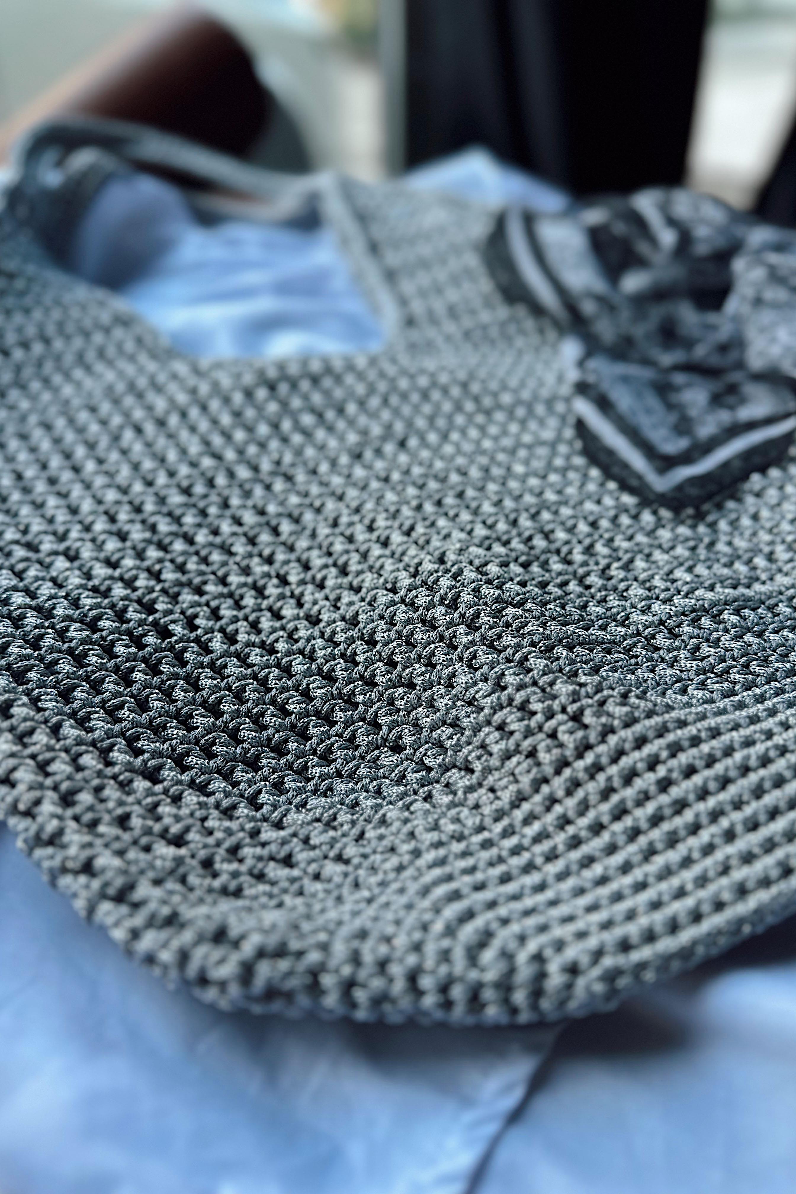 El Yapımı Örgü File Çanta Silver