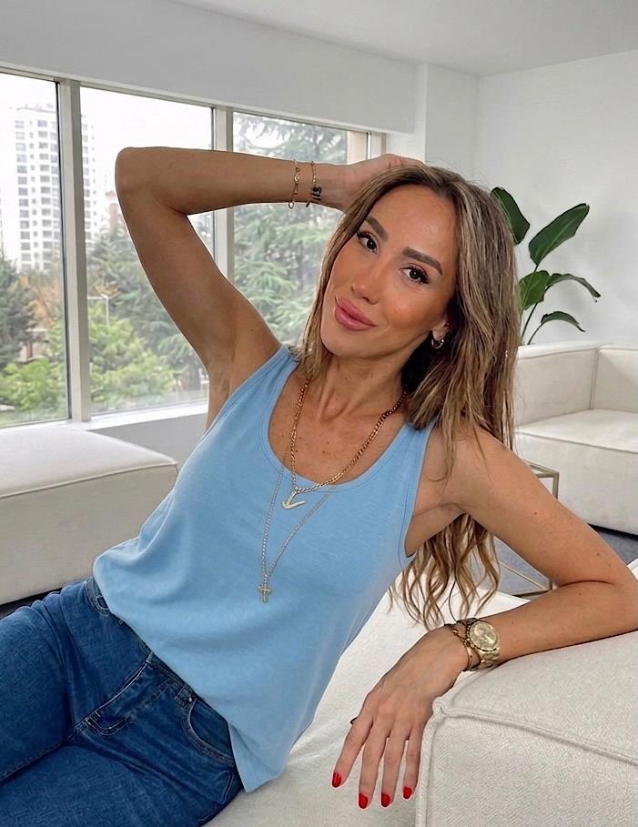 Kalın Askılı Basic Bluz Bebe Mavi