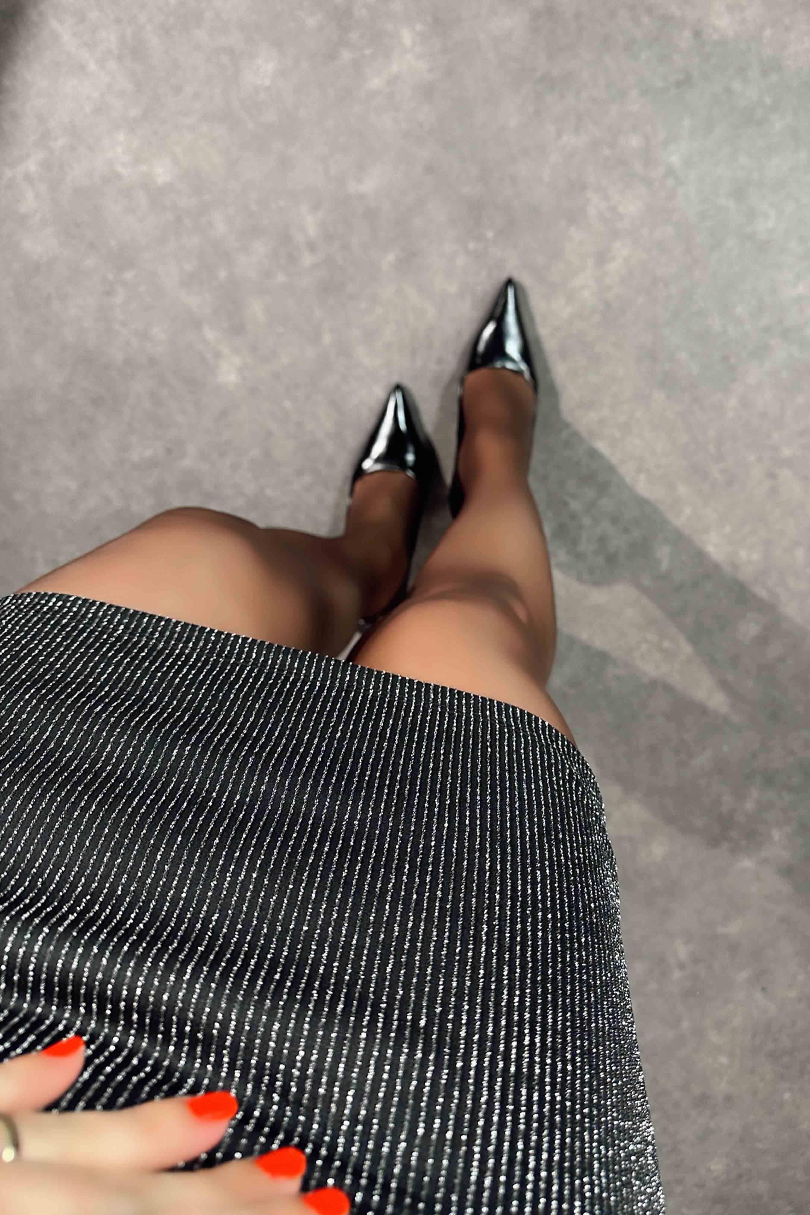 Lüks Kalite Astarlı Sim Detaylı Etek Antrasit