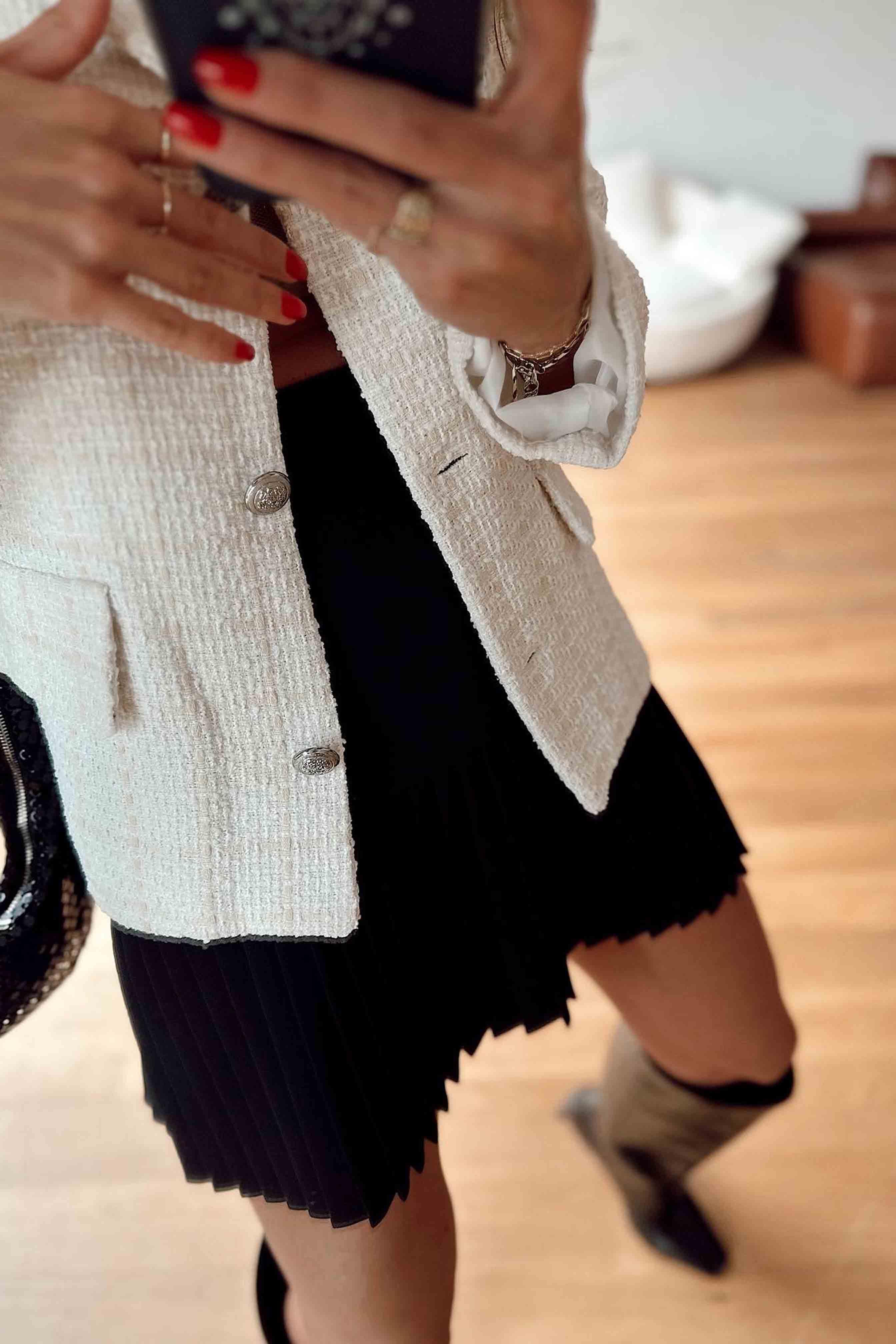 Lüx Kalite Klasik Kumaş Pliseli Etek Siyah