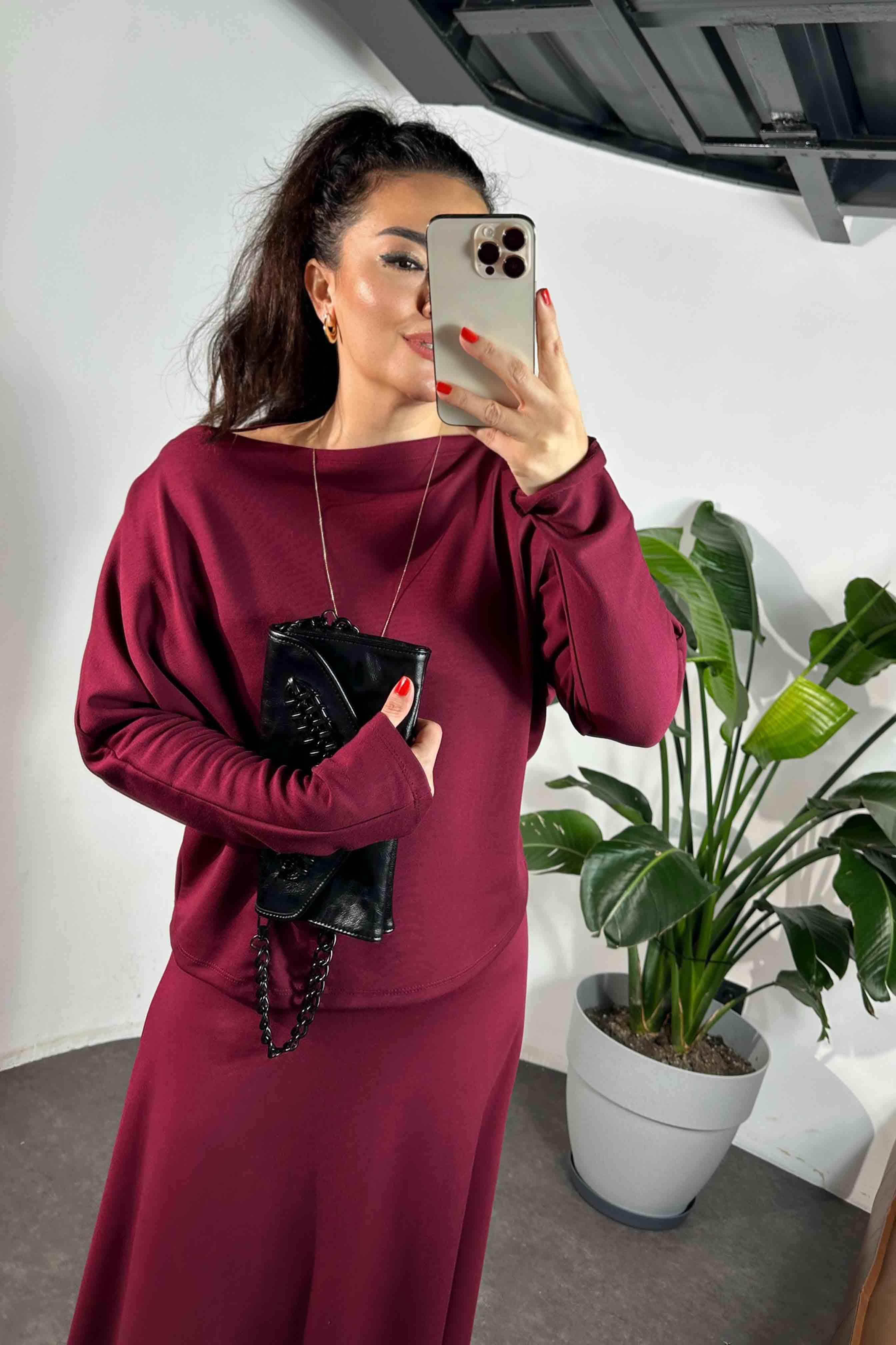Modal Kumaş İkili Takım Bordo