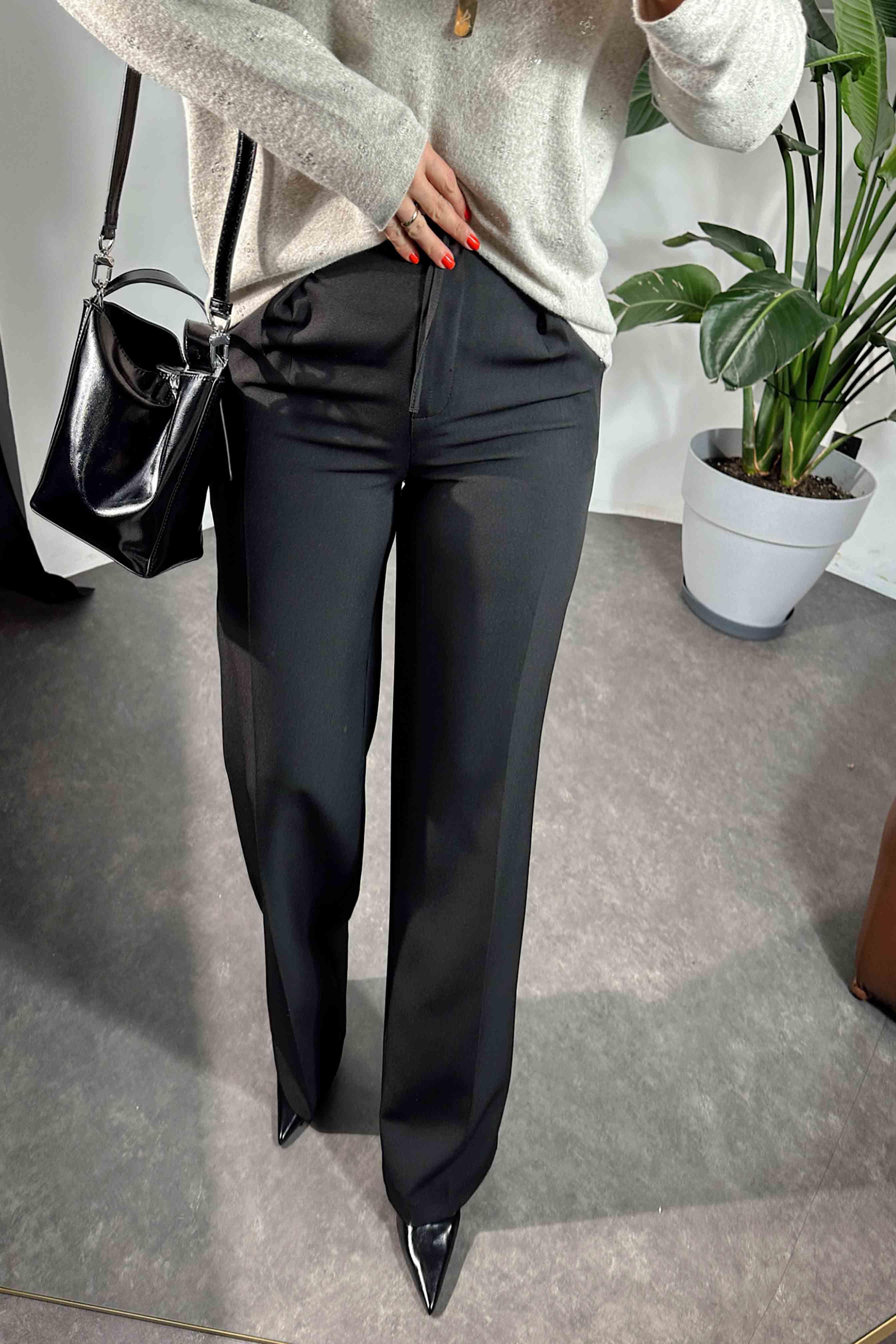 Orijinal Model Beli İp Bağlamalı Palazzo Pantolon Siyah