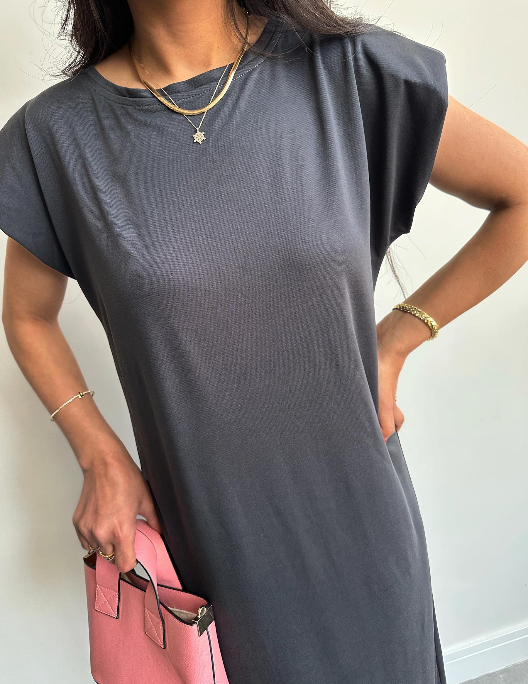 Oysh Vatkalı Tensel Elbise Antrasit