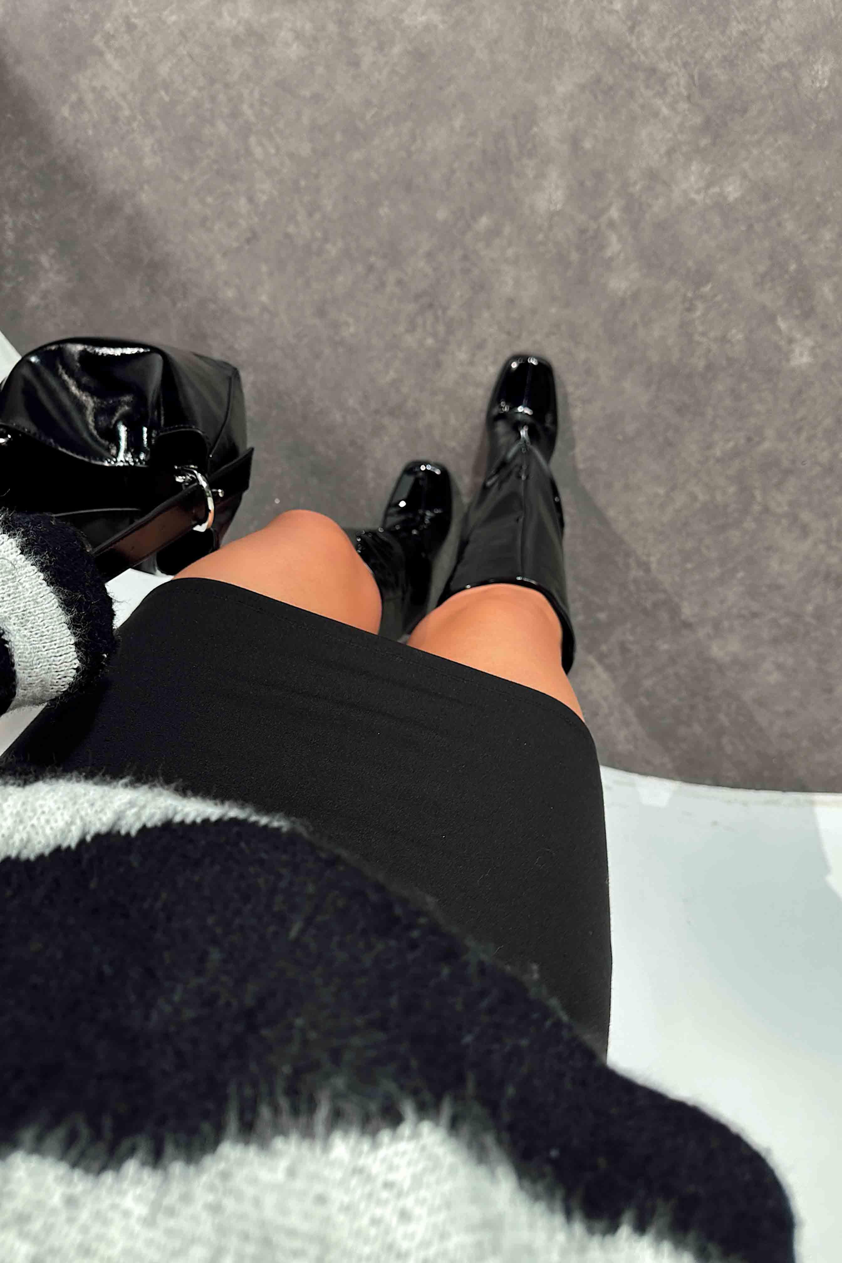 Premium Kalite Çelik Örme Mini Etek Siyah