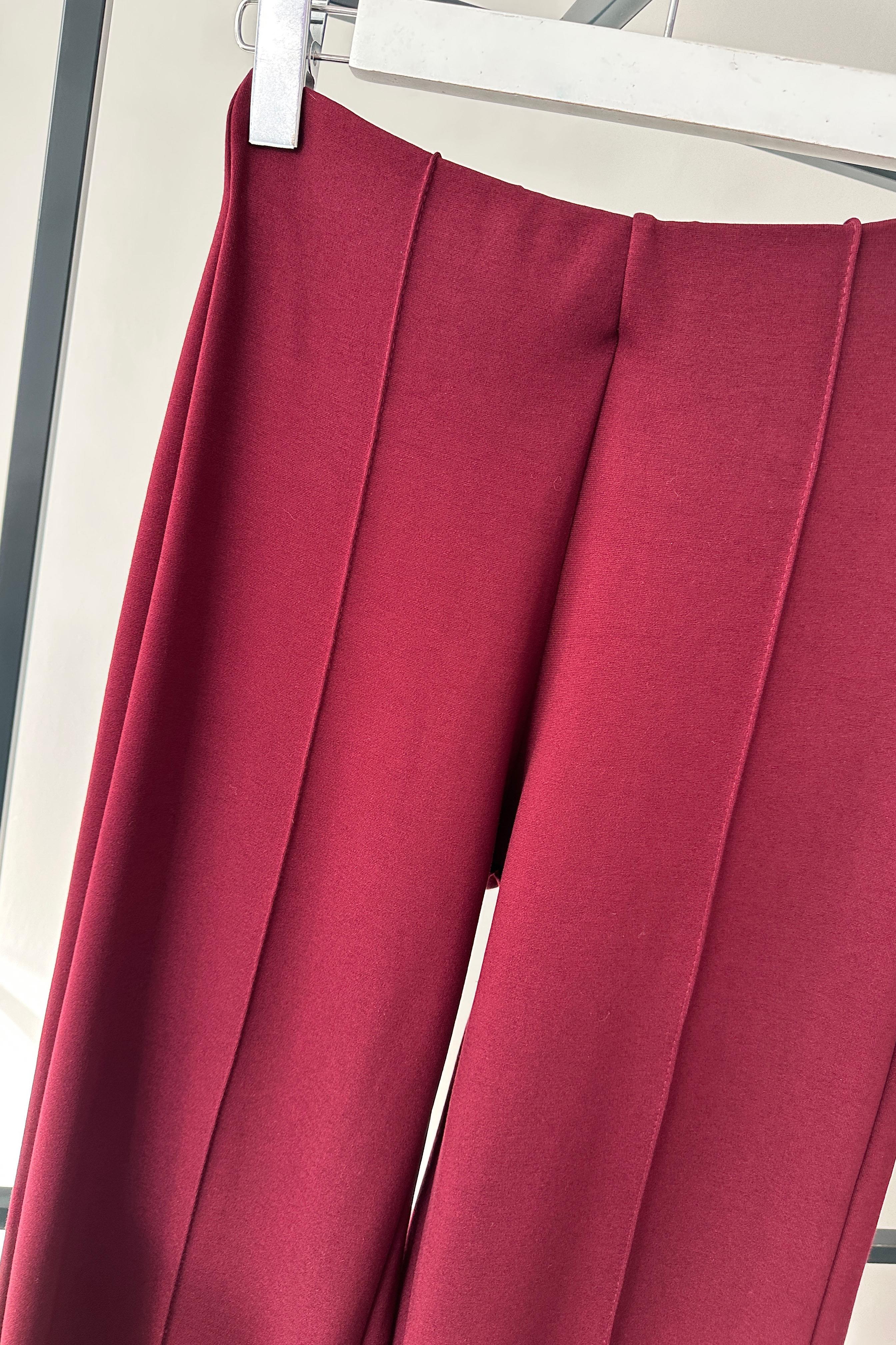Premium Kalite Çımalı Palazzo Pantolon Bordo