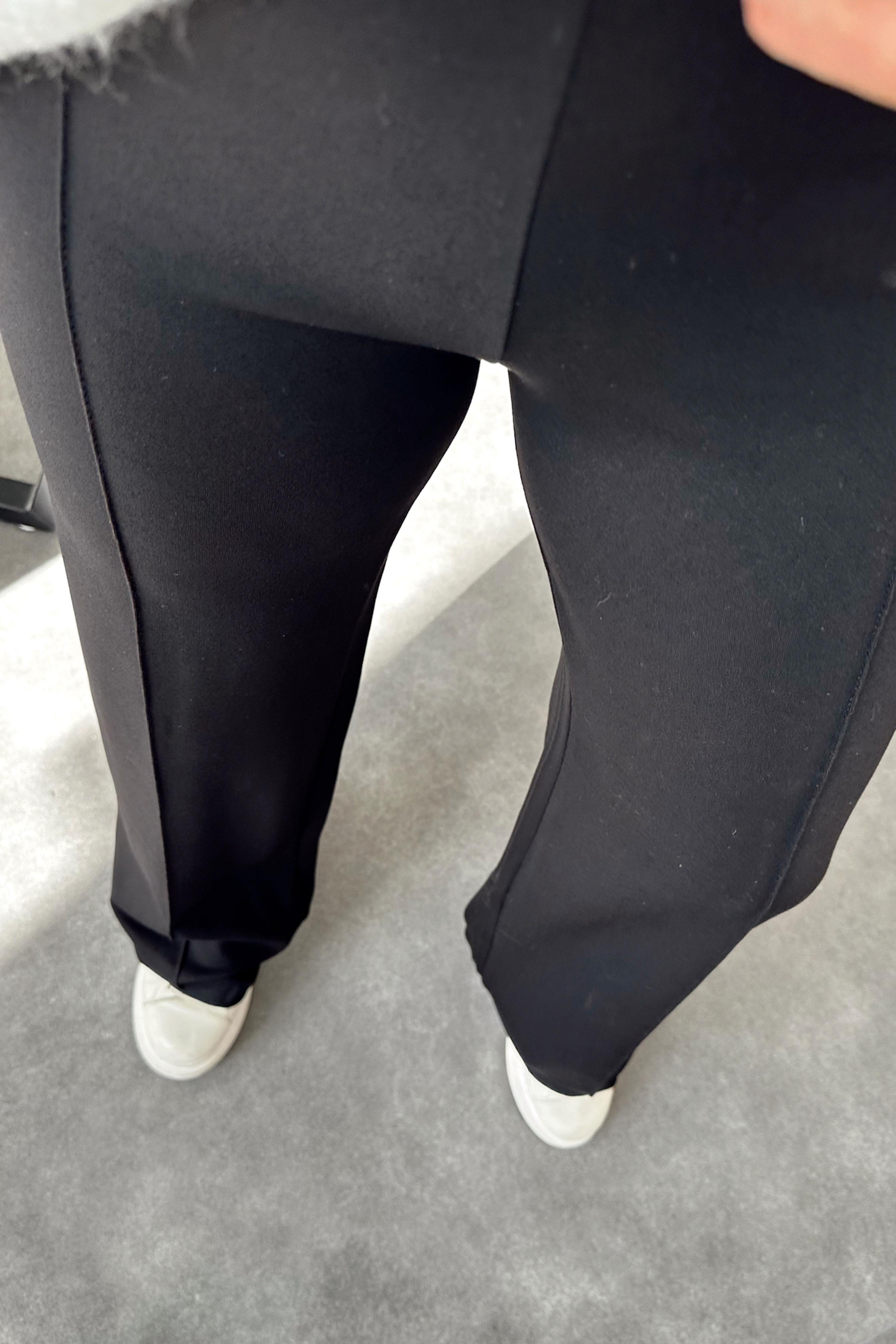 Premium Kalite Çımalı Palazzo Pantolon Siyah